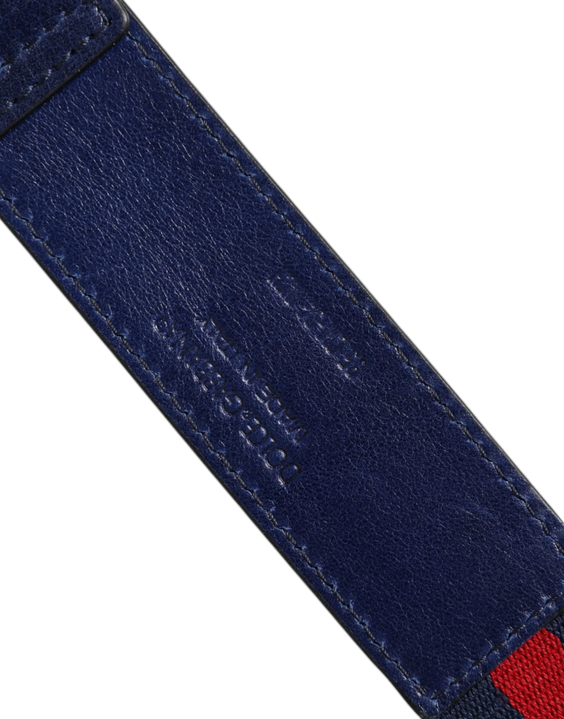 Dolce & Gabbana Blue Cotton Leather Printed Metal Buckle Belt - 6