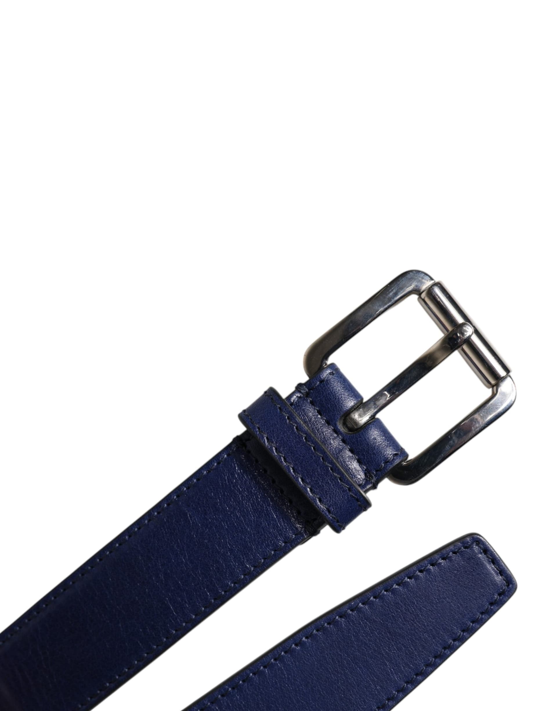Dolce & Gabbana Blue Cotton Leather Printed Metal Buckle Belt - 7
