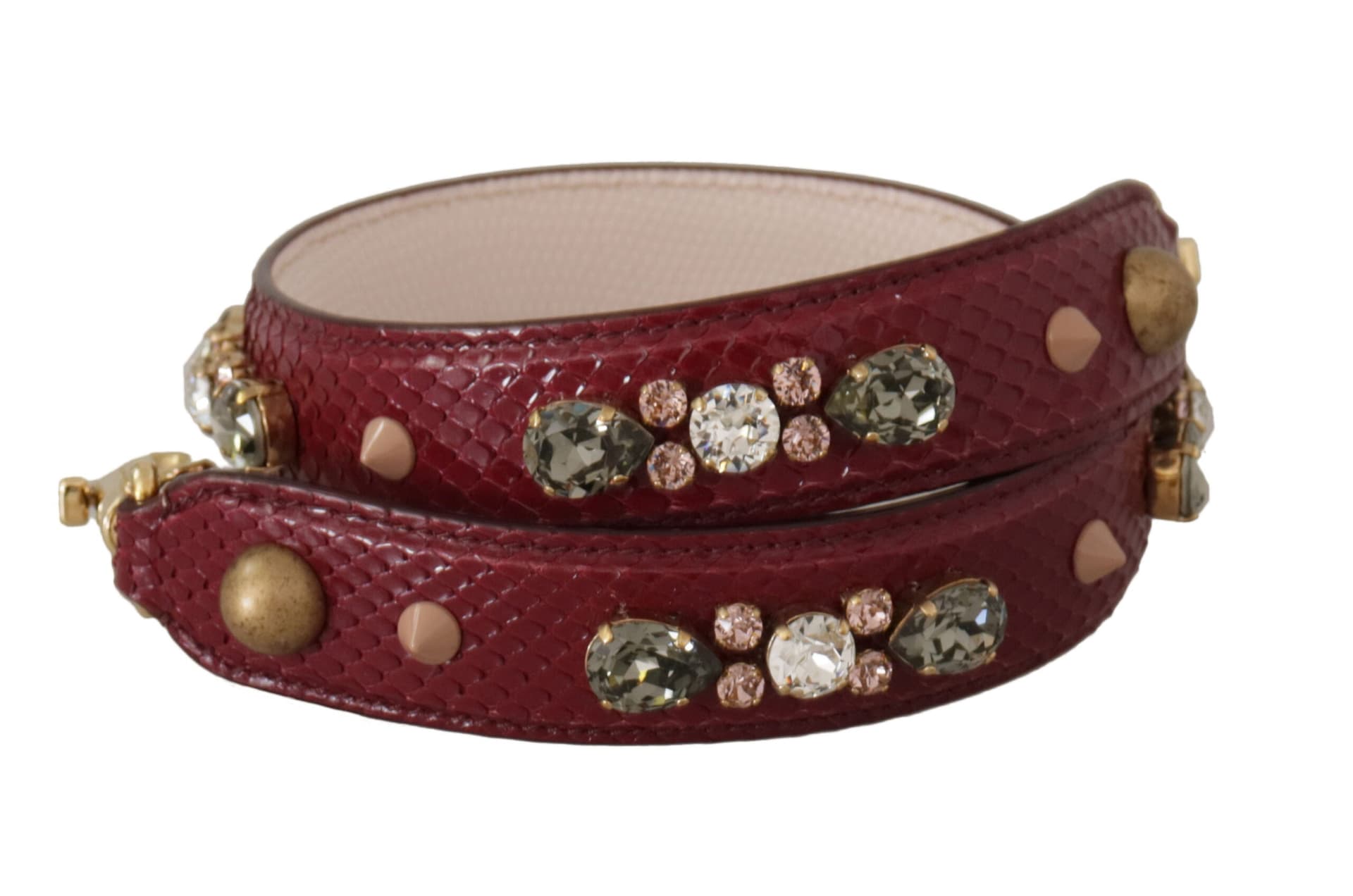 Dolce & Gabbana Bordeaux Leather Crystals Bag Shoulder Strap - 2