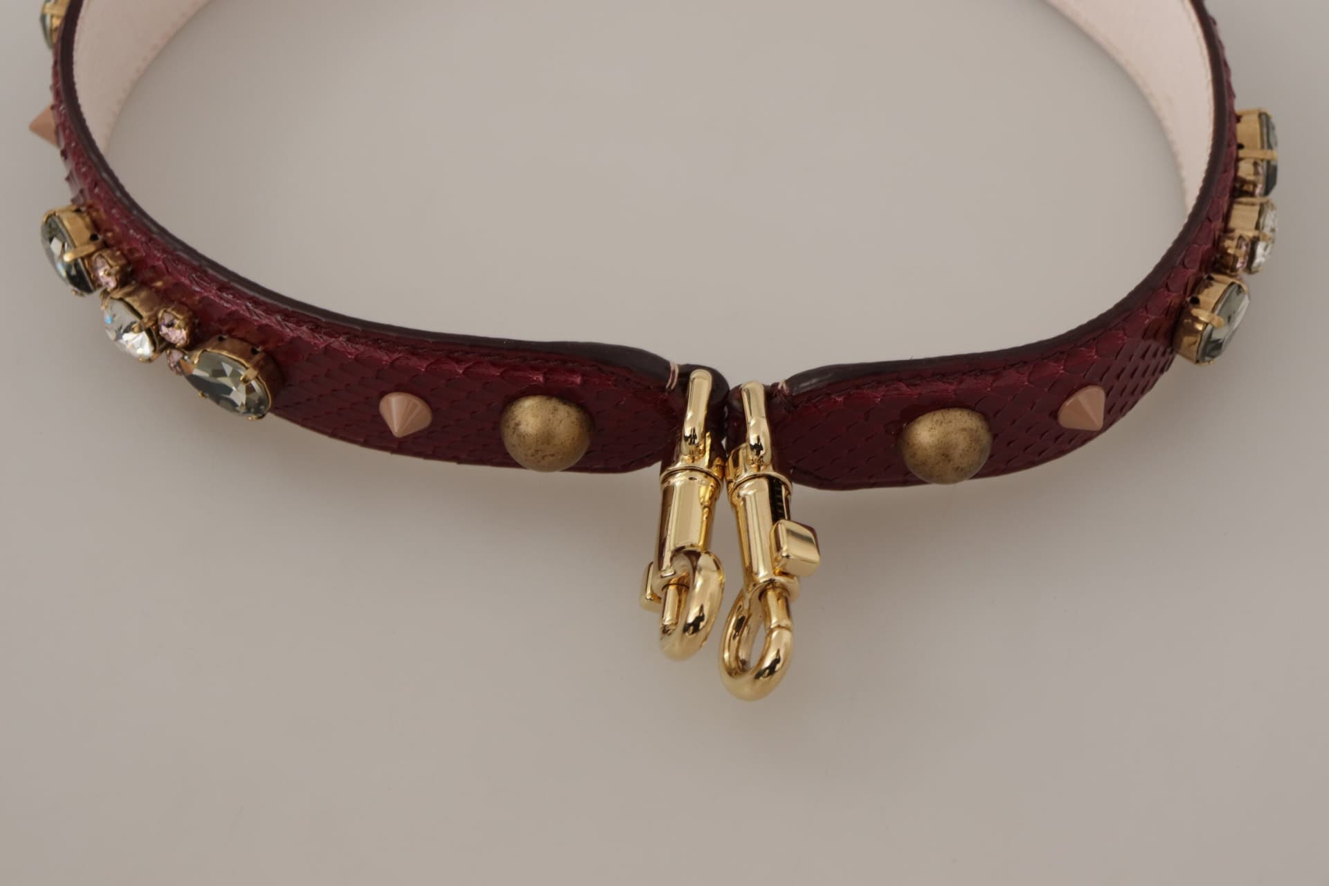 Dolce & Gabbana Bordeaux Leather Crystals Bag Shoulder Strap - 5