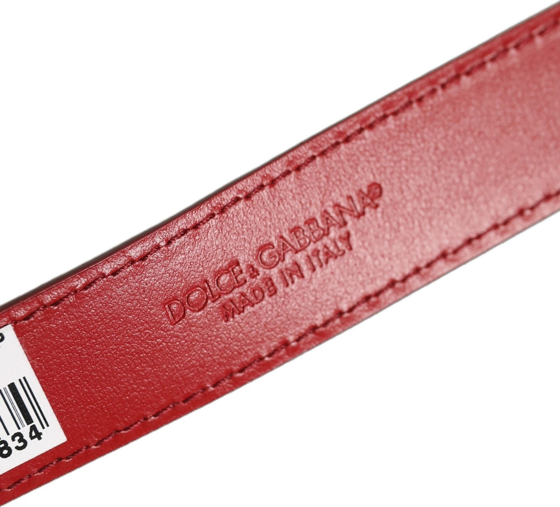 Dolce & Gabbana Red Calfskin Leather Gold Buckle Belt Strap Bracelet - 6