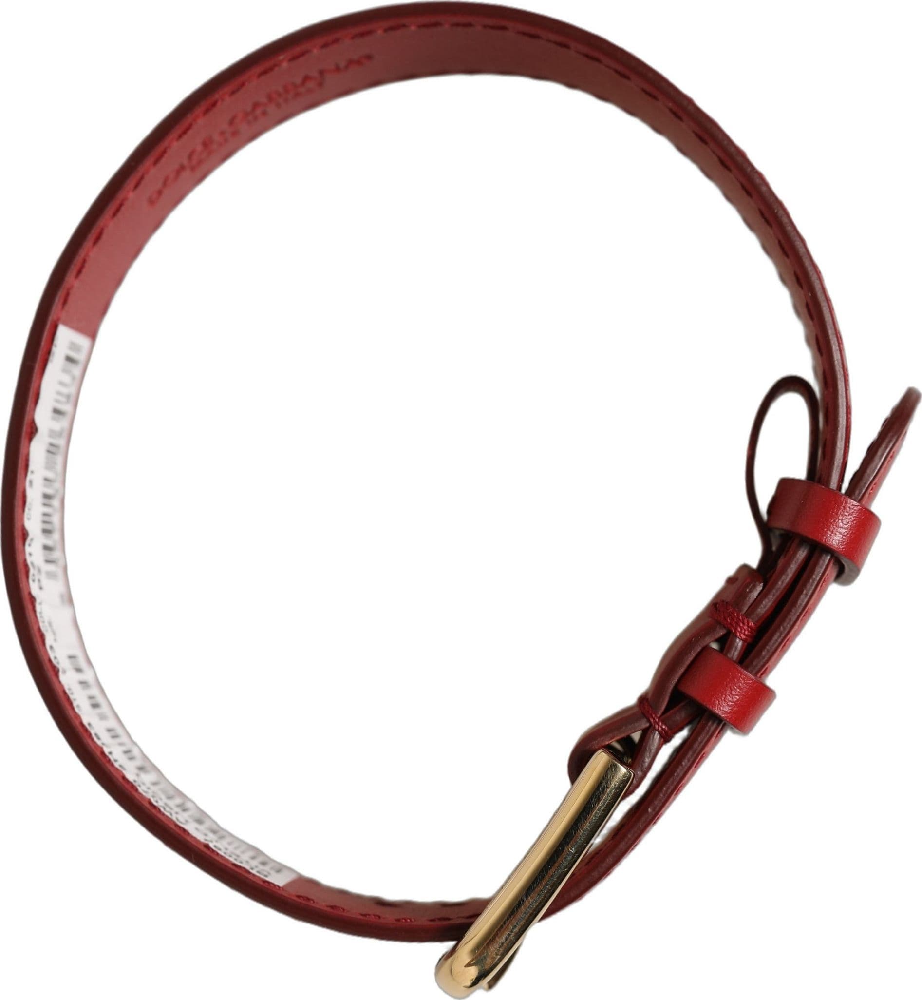 Dolce & Gabbana Red Calfskin Leather Gold Buckle Belt Strap Bracelet - 8
