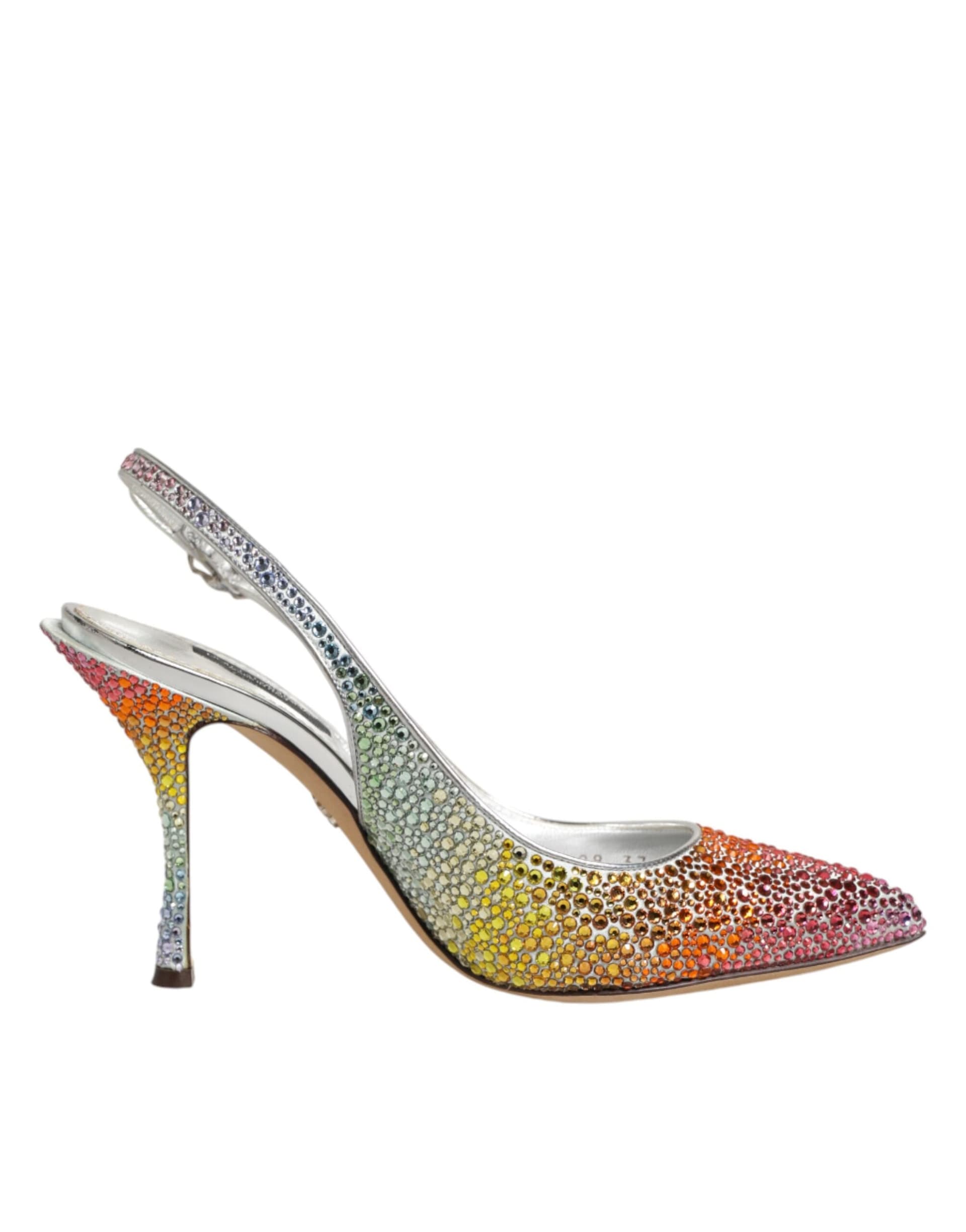Dolce & Gabbana Multicolor Sequin Slingback Pumps Shoes - 6