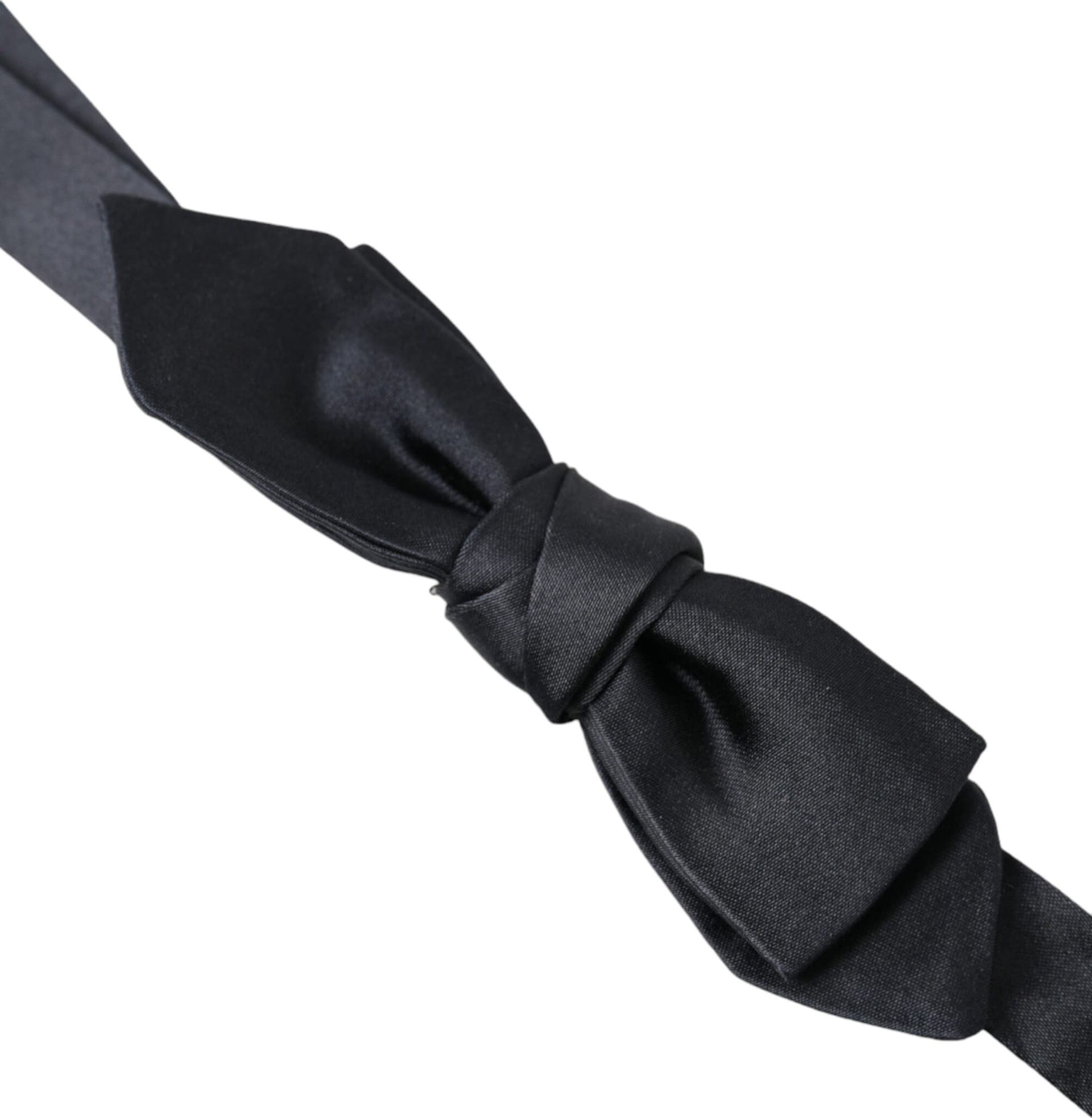 Dolce & Gabbana Dark Blue Silk Satin Adjustable Neck Men Papillon Bow Tie - 2