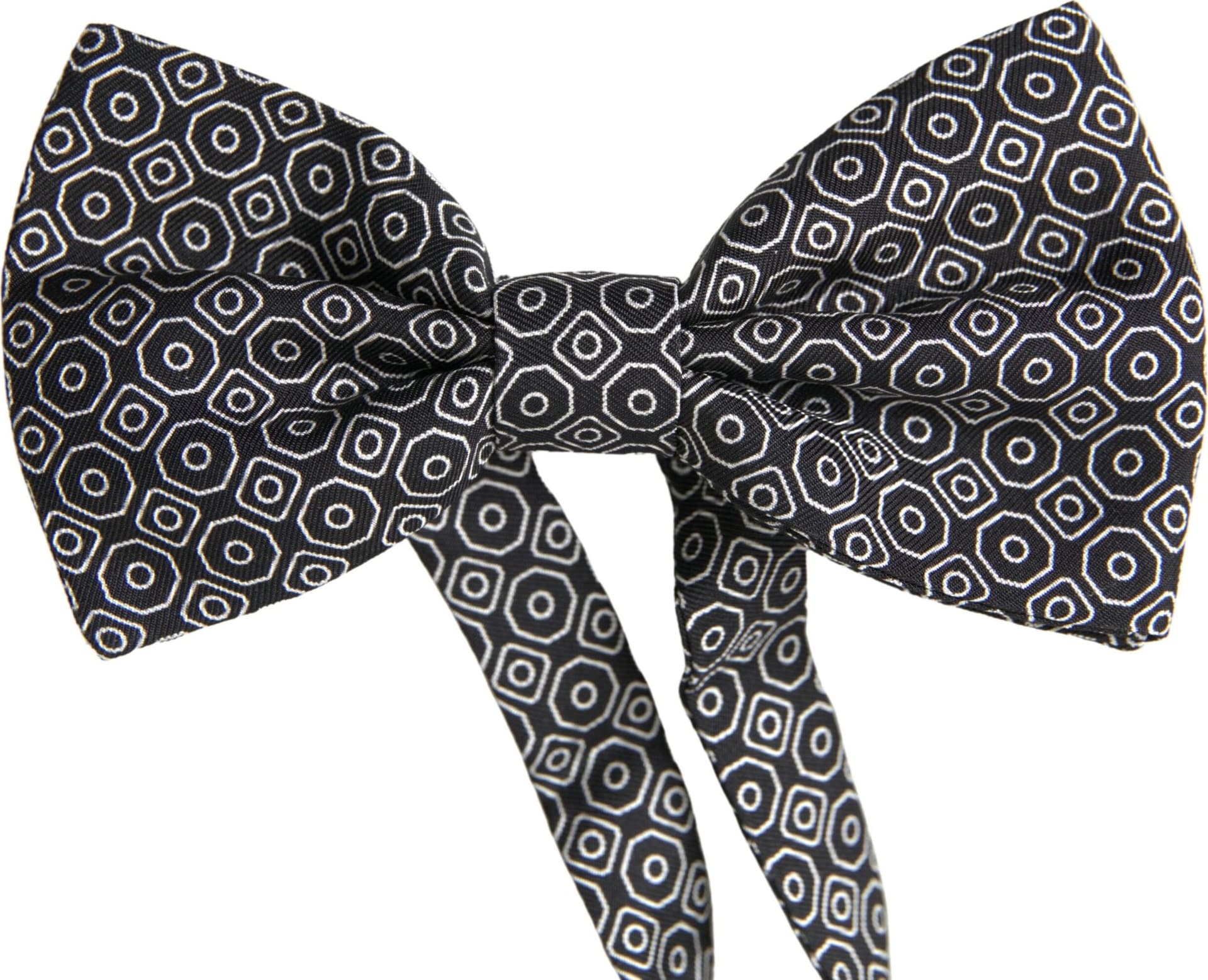 Dolce & Gabbana Black White Pattern Adjustable Neck Papillon Bow Tie - 3