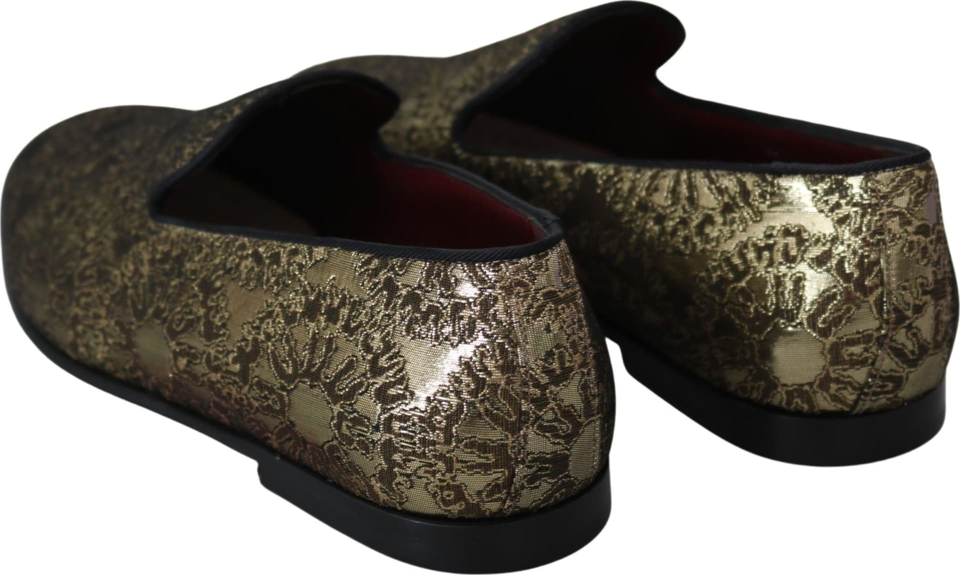 Dolce & Gabbana Gold Jacquard Flats Mens Loafers Shoes - 5