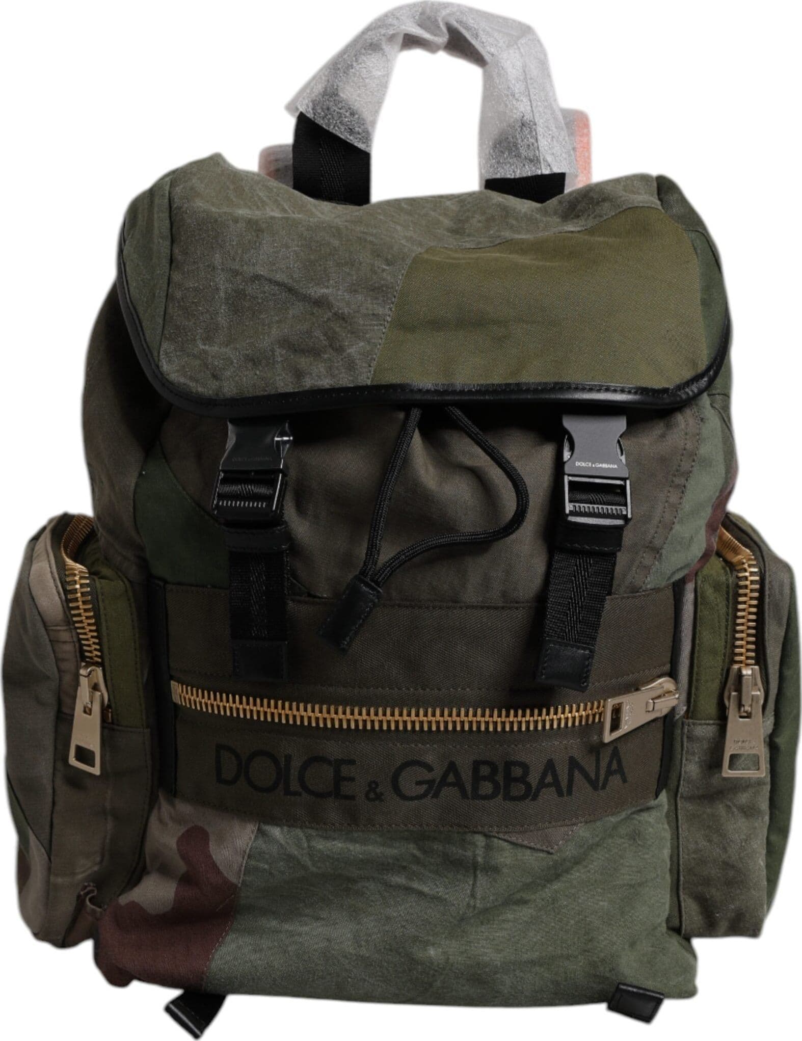 Dolce & Gabbana Military Green Patchwork Travel Backpack Bag - 6
