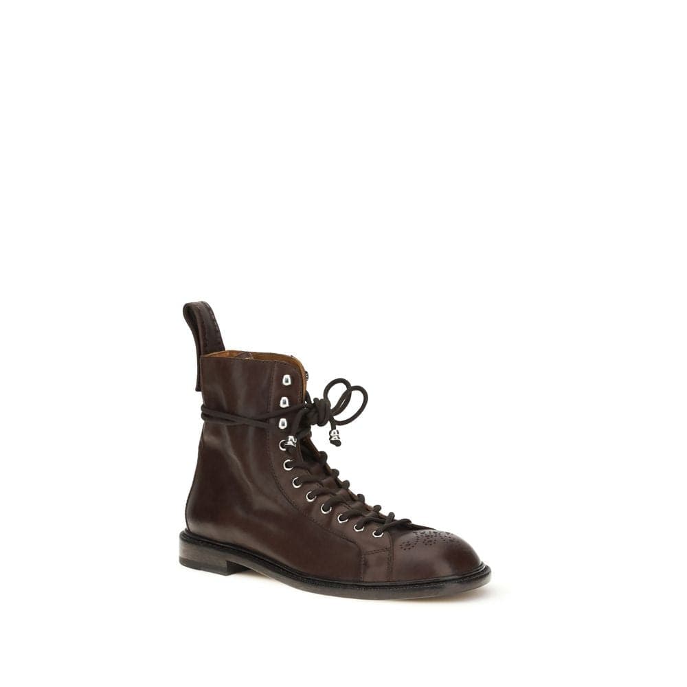 Versace Brown Calf Leather Bos Taurus Lace-Up Boots - 2