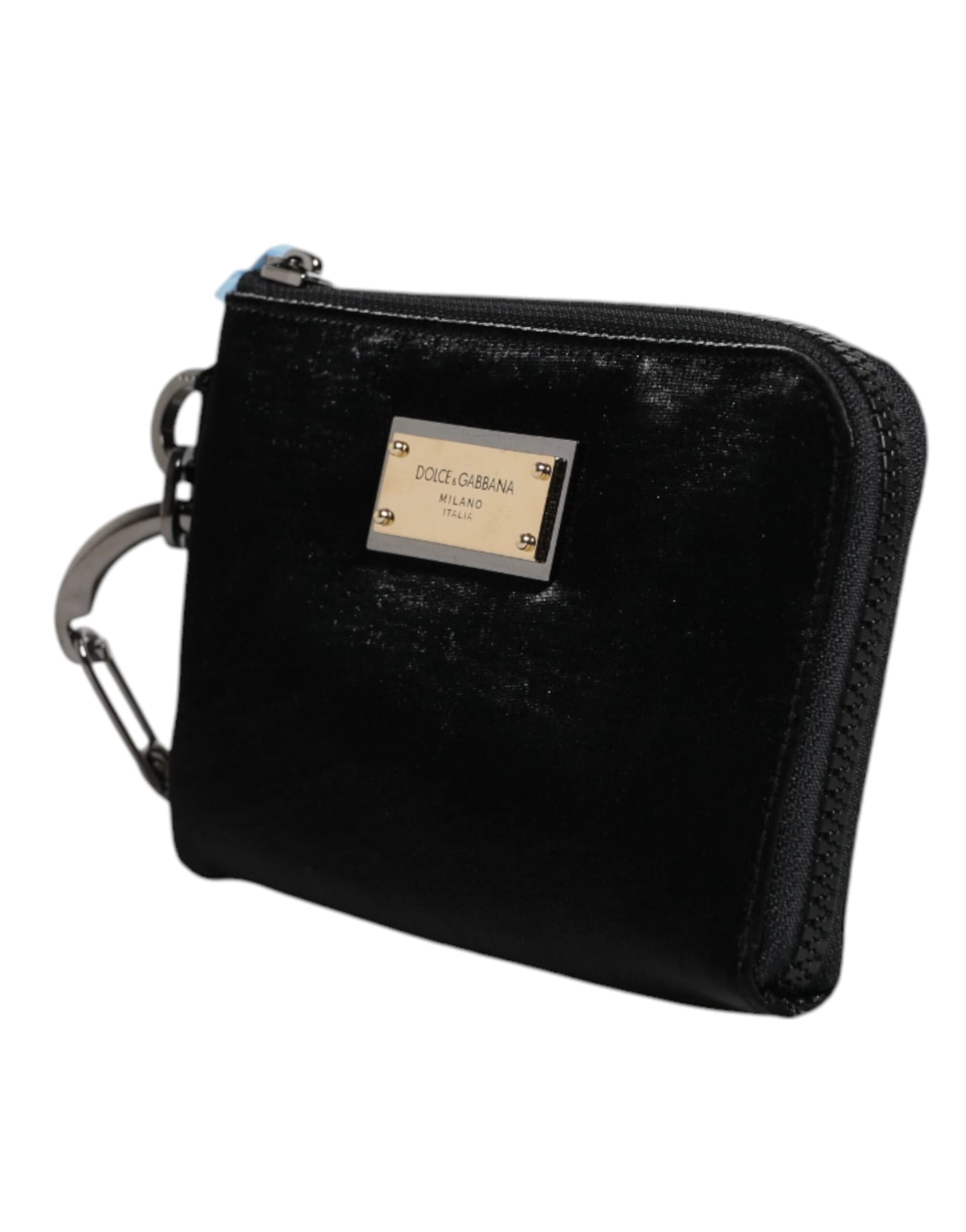 Dolce & Gabbana Black Nylon Logo Plaque Keyring Pouch Clutch Bag - 3