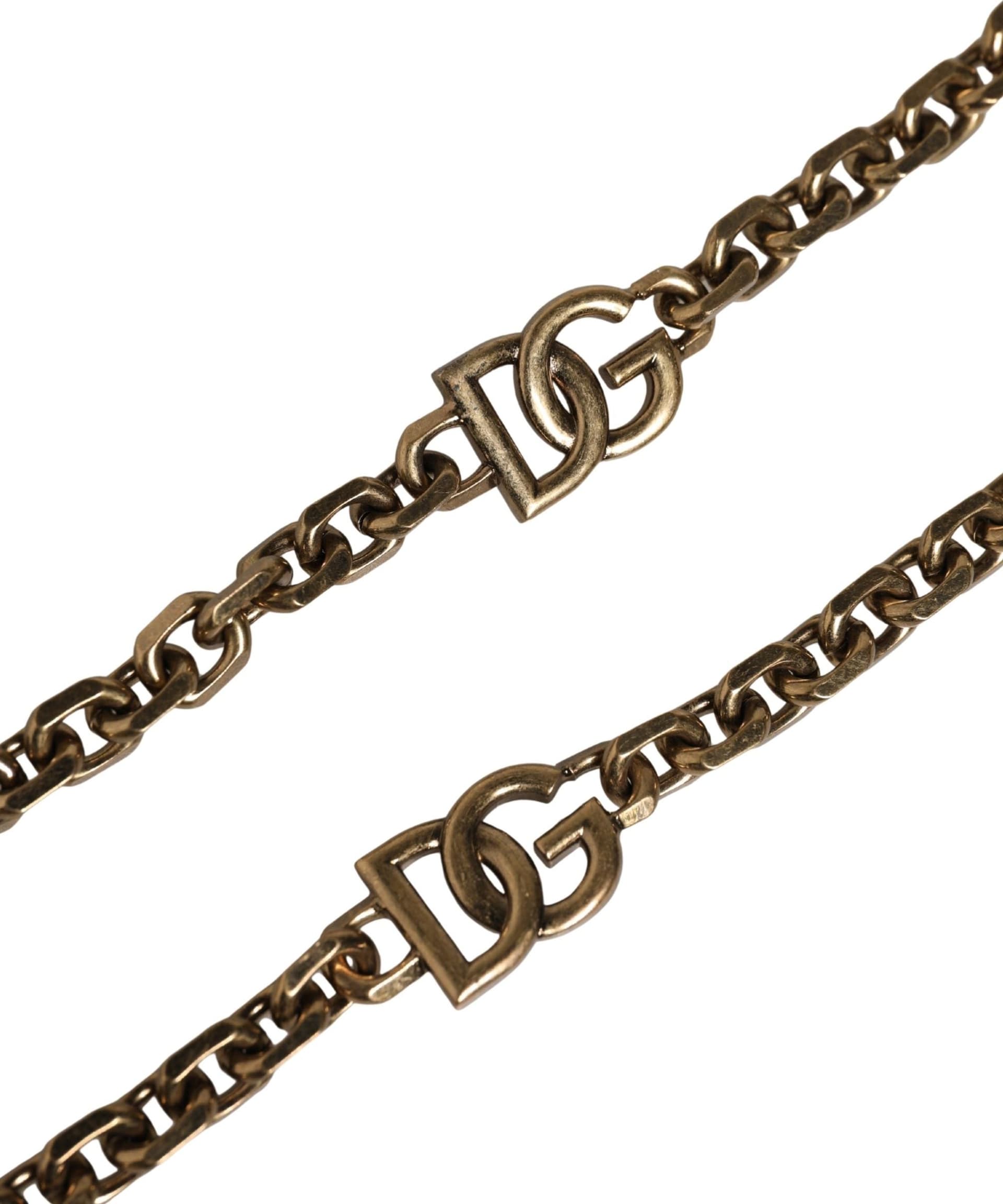 Dolce & Gabbana Black Leather Gold Chain Bag Accessory Shoulder Strap - 2