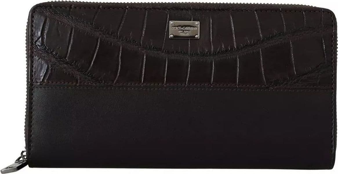Dolce & Gabbana Brown Exotic Leather Zip Around Continental Clutch Wallet - 7