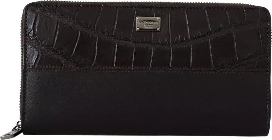 Dolce & Gabbana Brown Exotic Leather Zip Around Continental Clutch Wallet - 8
