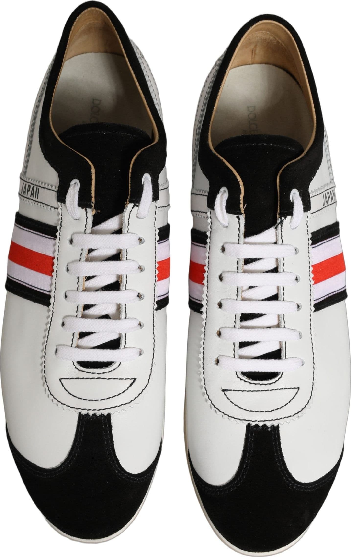 Dolce & Gabbana Black White Leather Suede Low Top Sneakers Shoes - 3