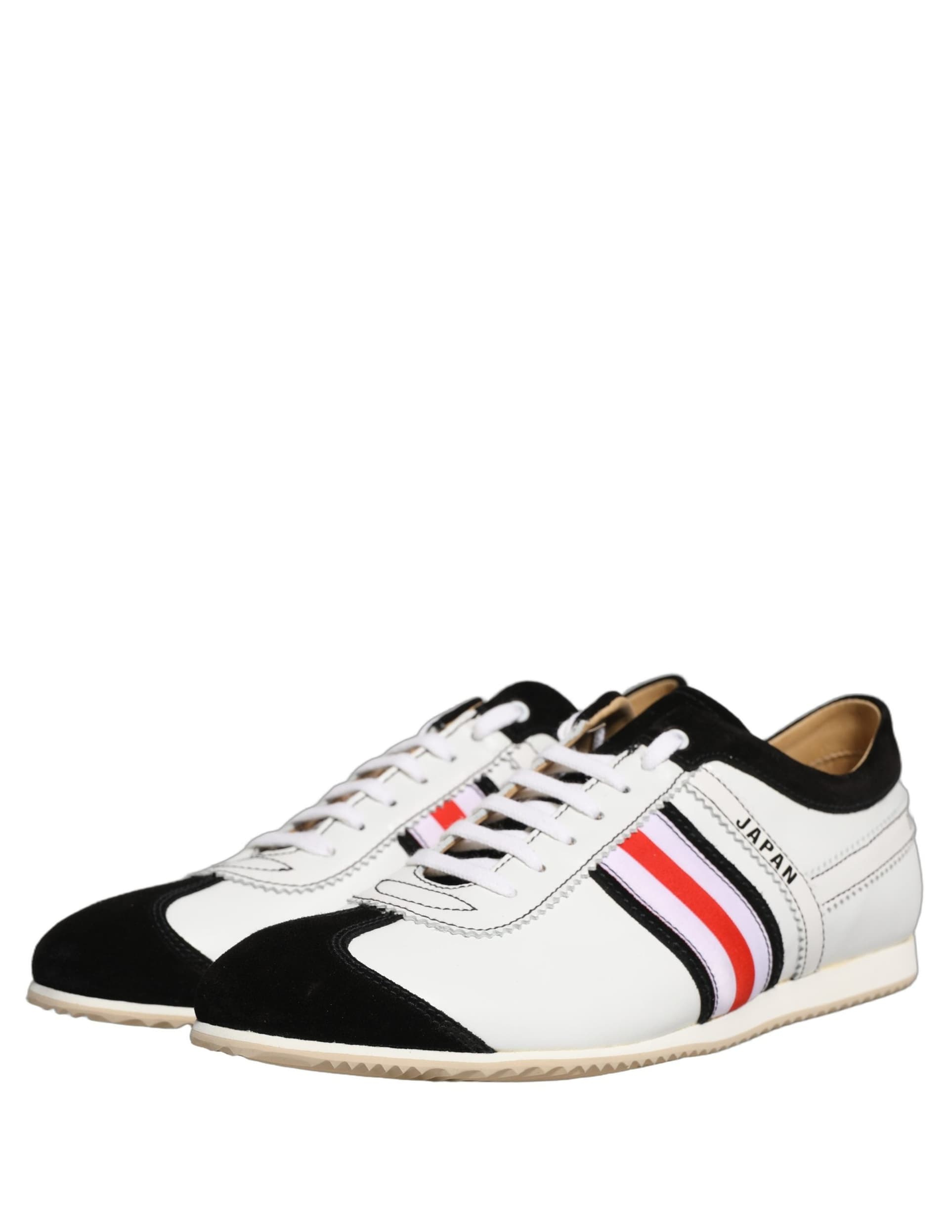 Dolce & Gabbana Black White Leather Suede Low Top Sneakers Shoes - 4