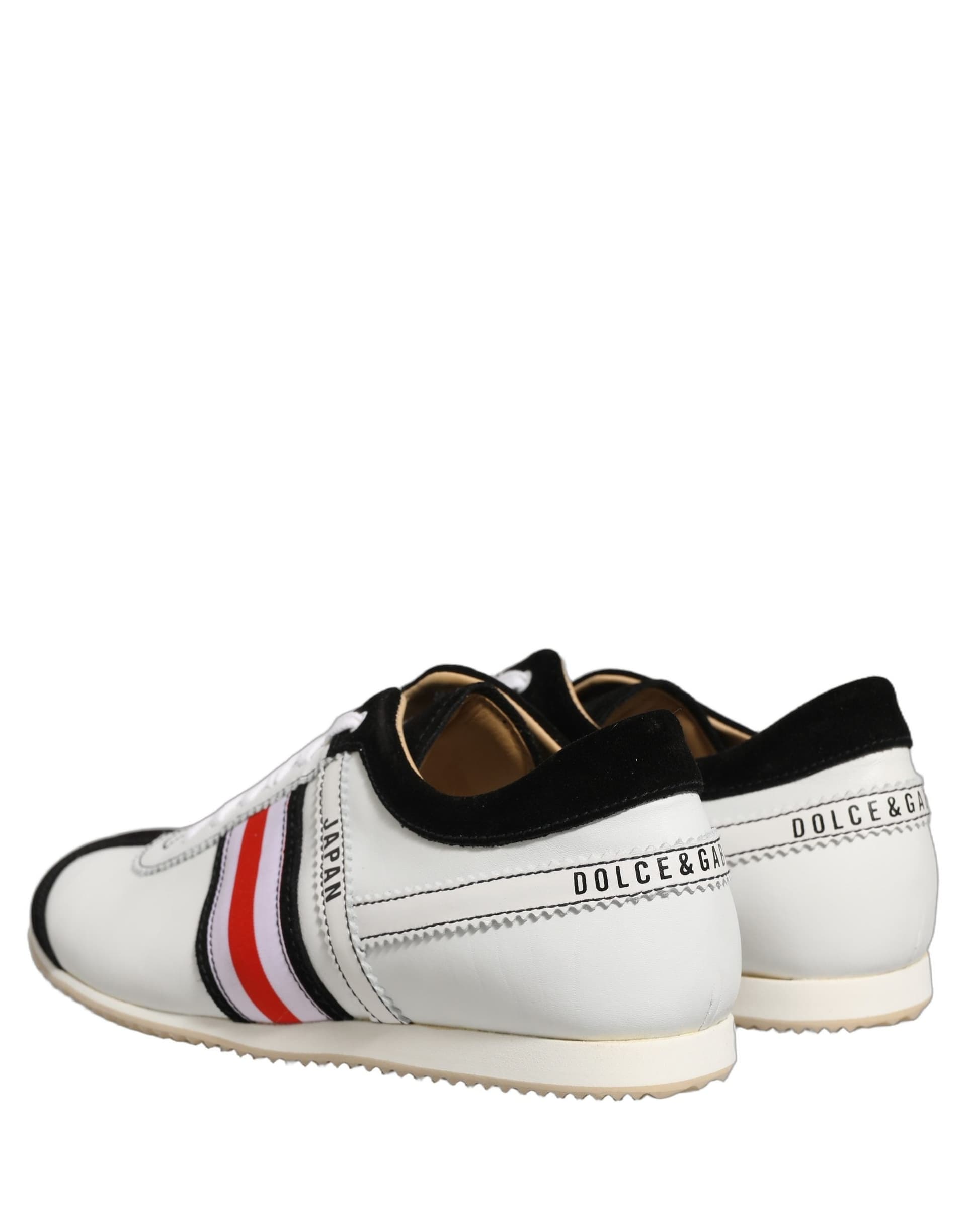 Dolce & Gabbana Black White Leather Suede Low Top Sneakers Shoes - 5
