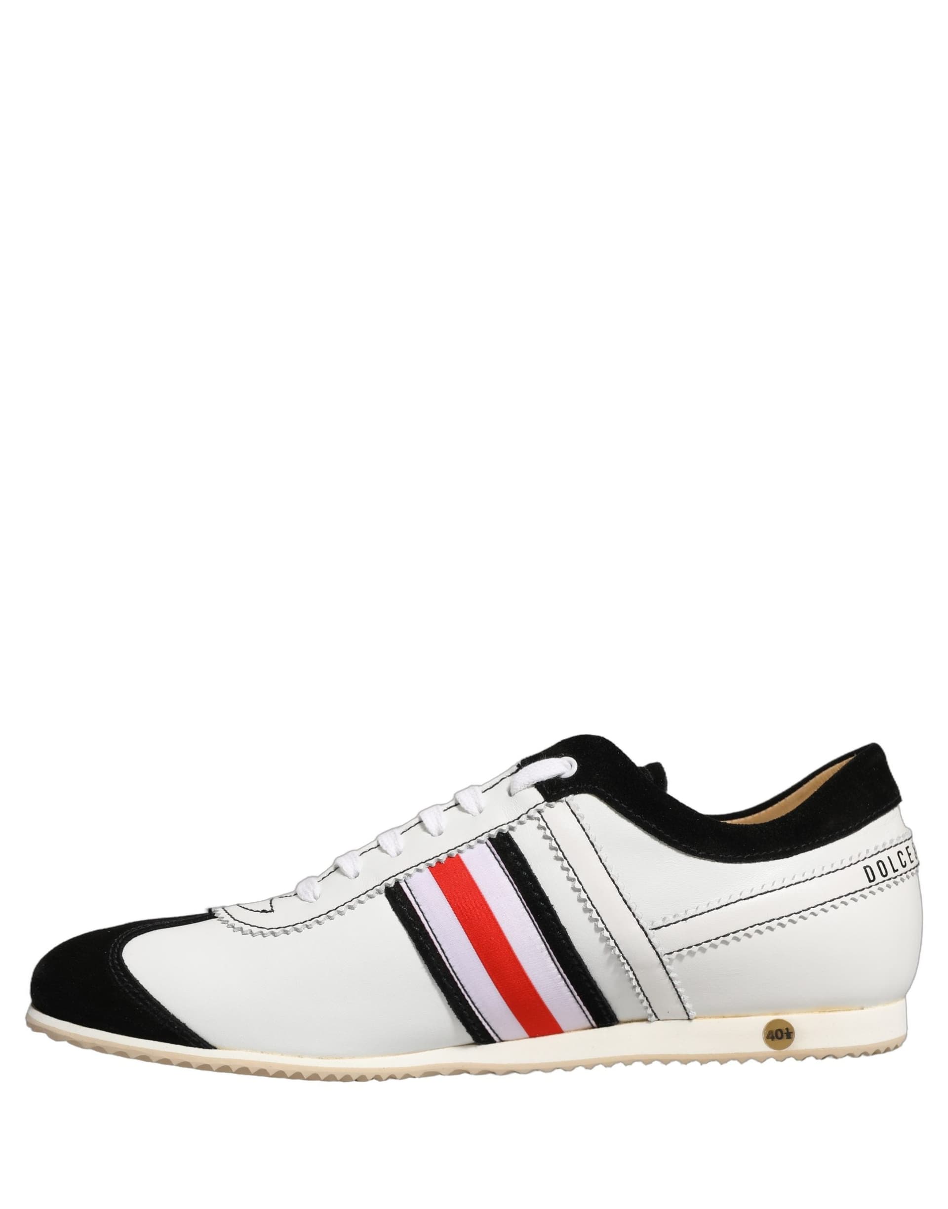 Dolce & Gabbana Black White Leather Suede Low Top Sneakers Shoes - 6