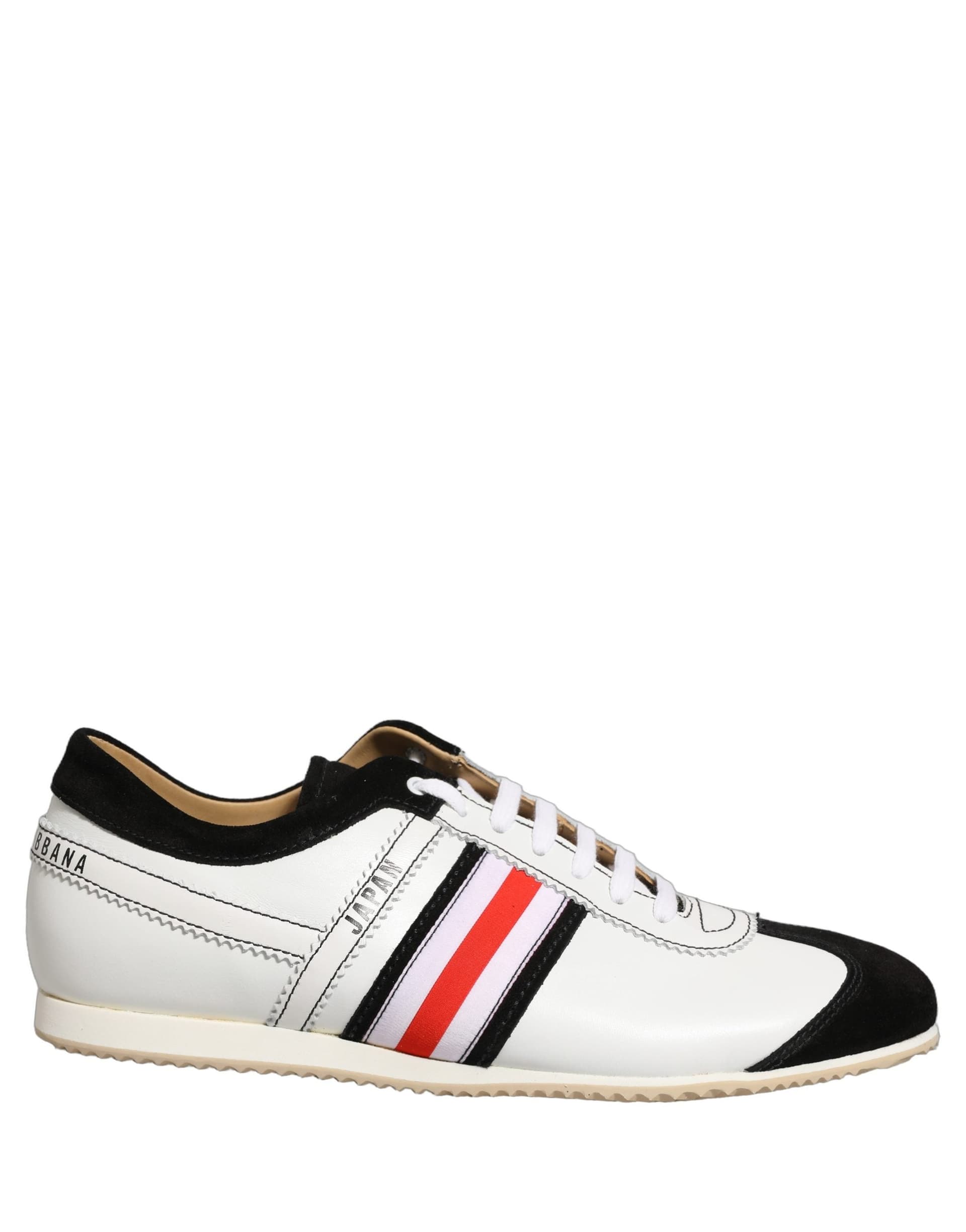 Dolce & Gabbana Black White Leather Suede Low Top Sneakers Shoes - 7