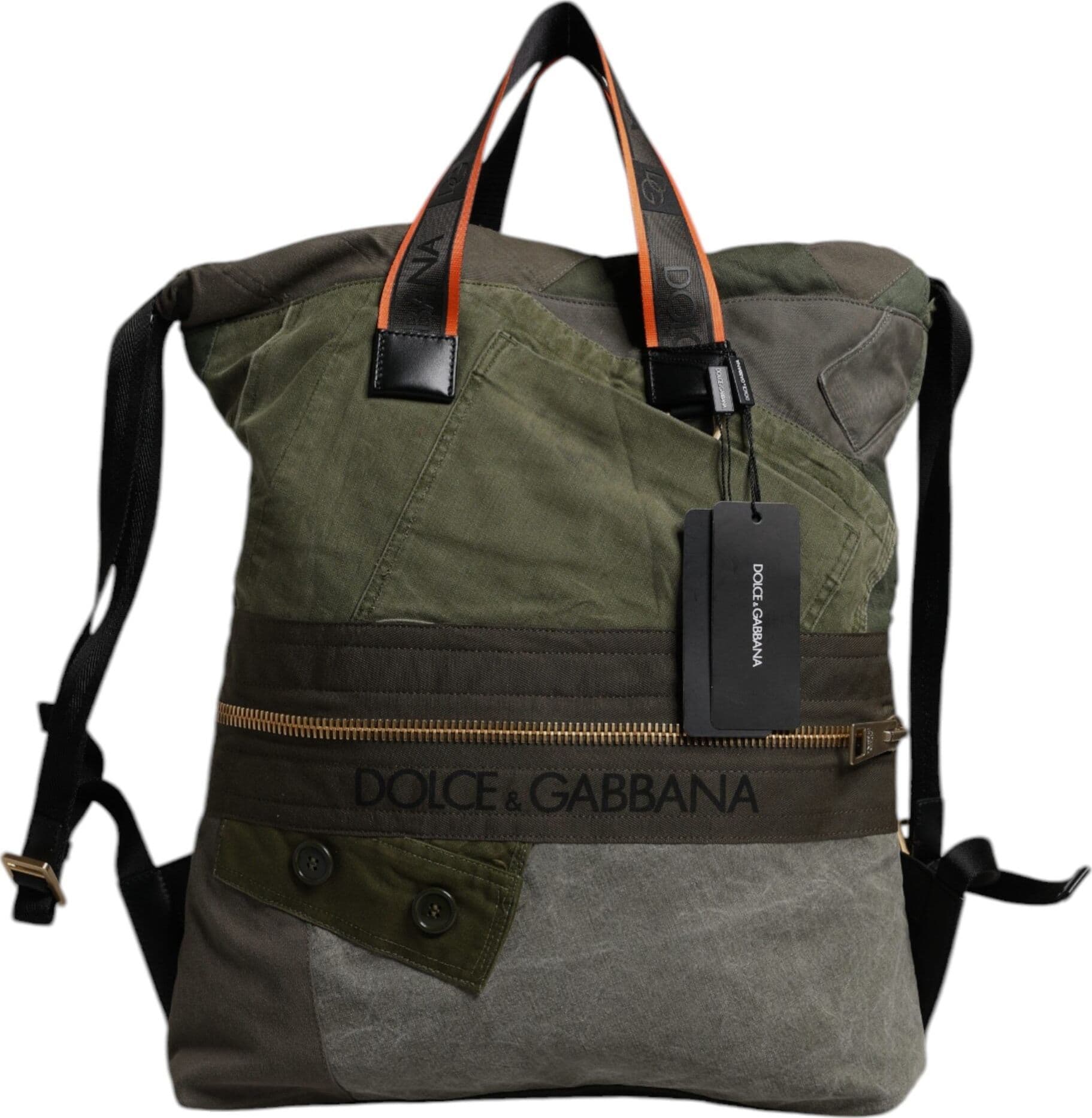Dolce & Gabbana Military Green Patchwork Rucksack Backpack Bag - 2