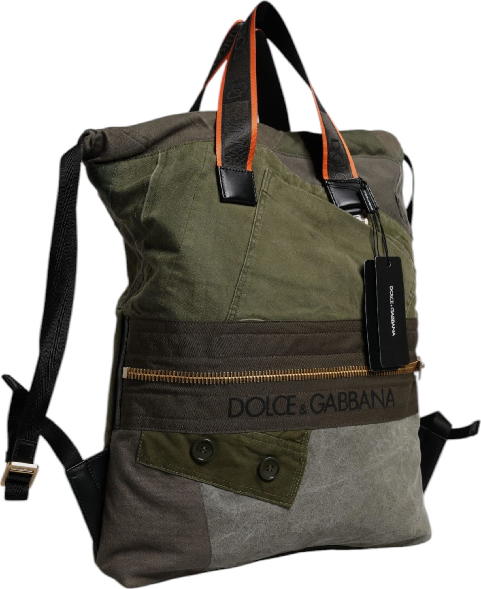 Dolce & Gabbana Military Green Patchwork Rucksack Backpack Bag - 3