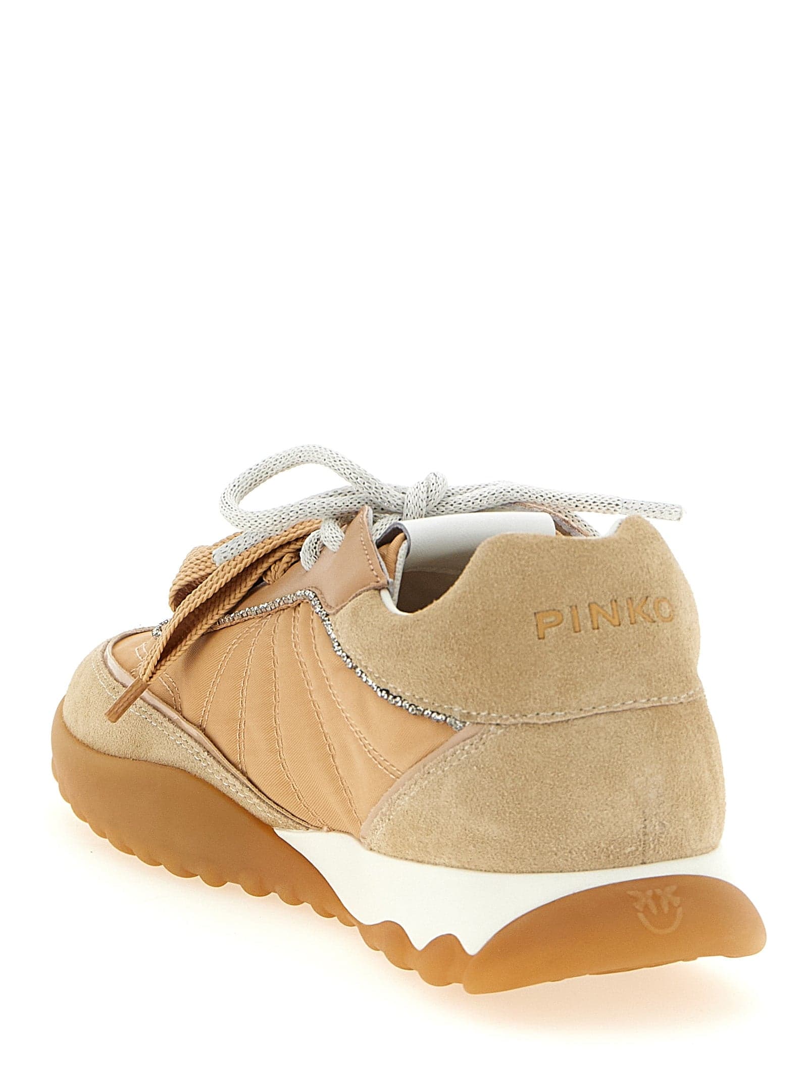 PINKO Beige Calfskin Athletic Sneakers - 3