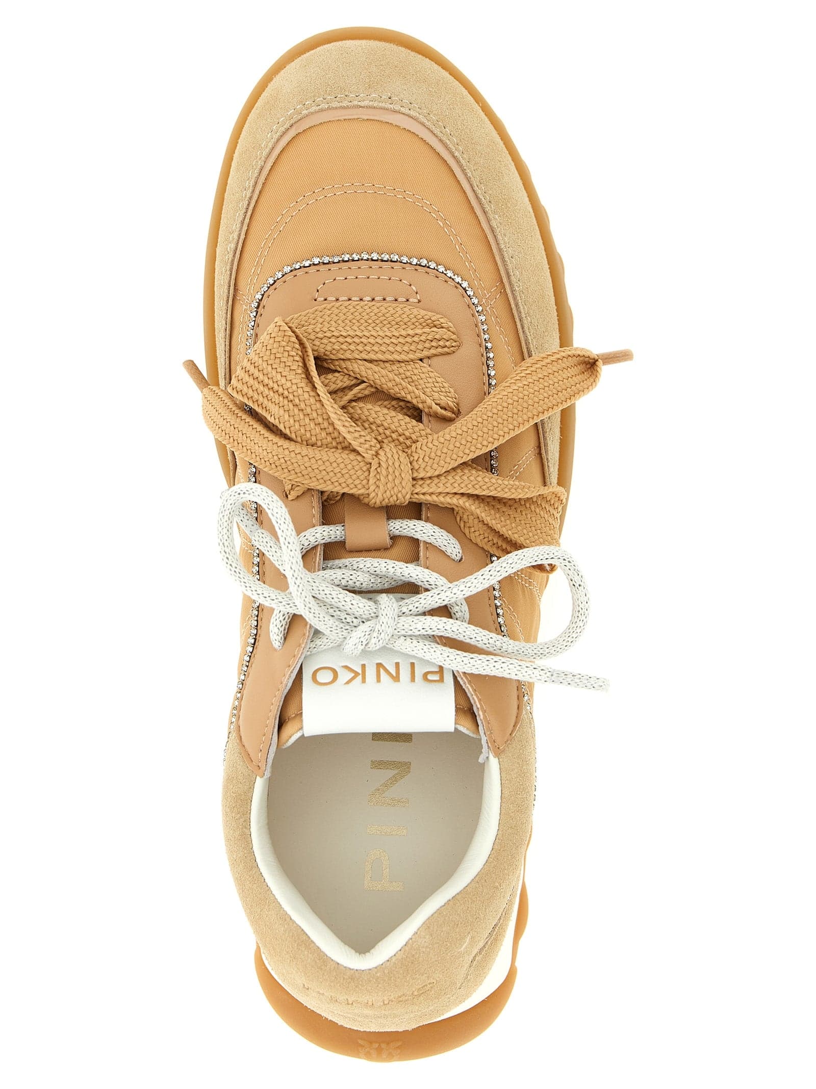 PINKO Beige Calfskin Athletic Sneakers - 4