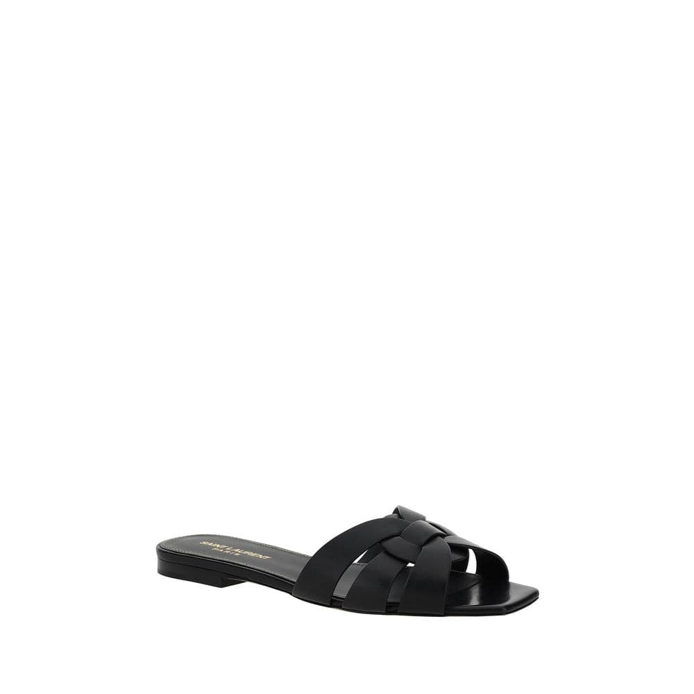 Saint Laurent Black Calf Leather Bos Taurus Strap-On Sandals - 2