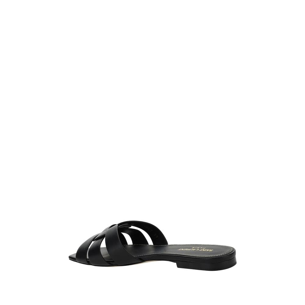 Saint Laurent Black Calf Leather Bos Taurus Strap-On Sandals - 3