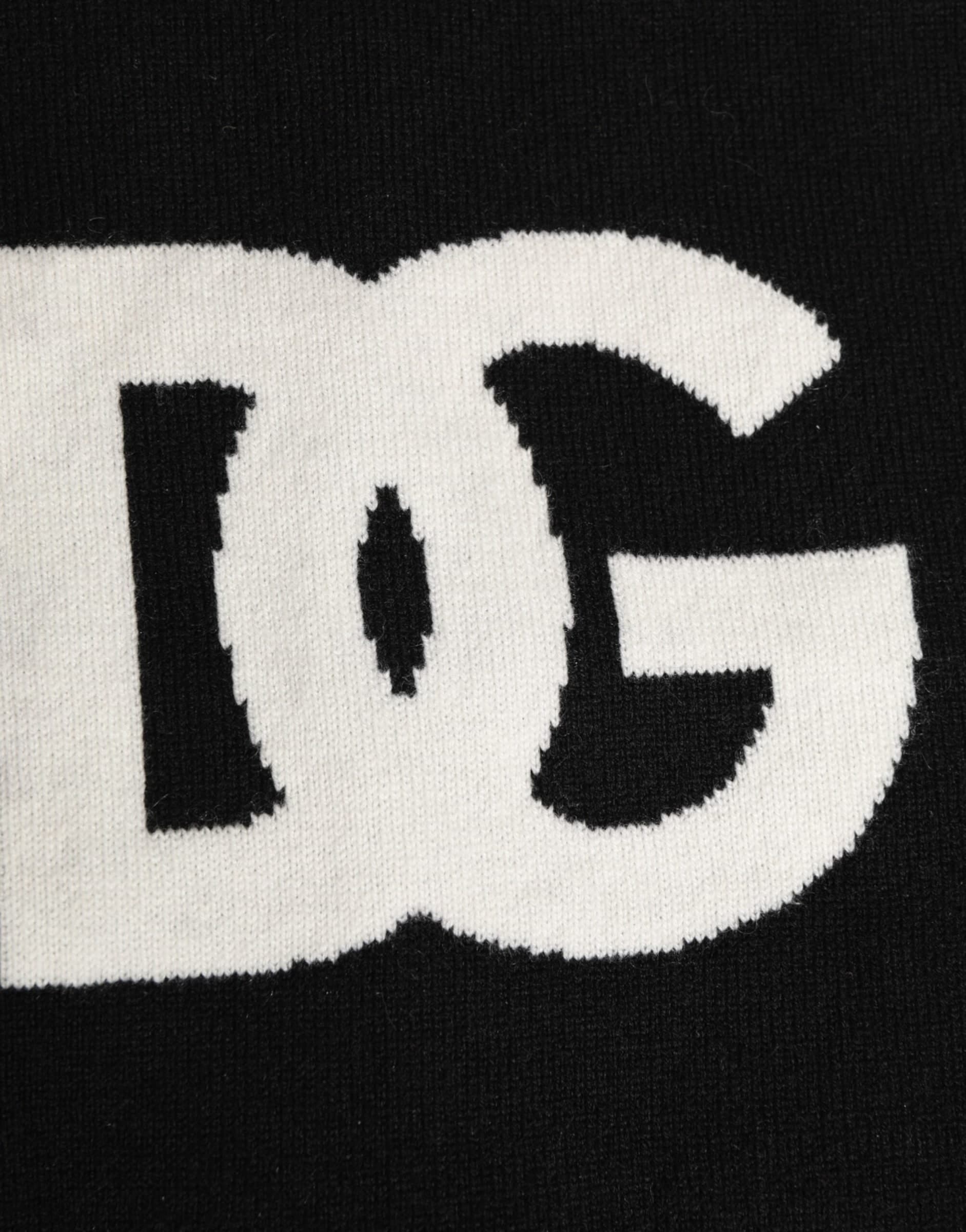 Dolce & Gabbana Black D&G Logo Cashmere Knitted Men One Size Scarf - 4