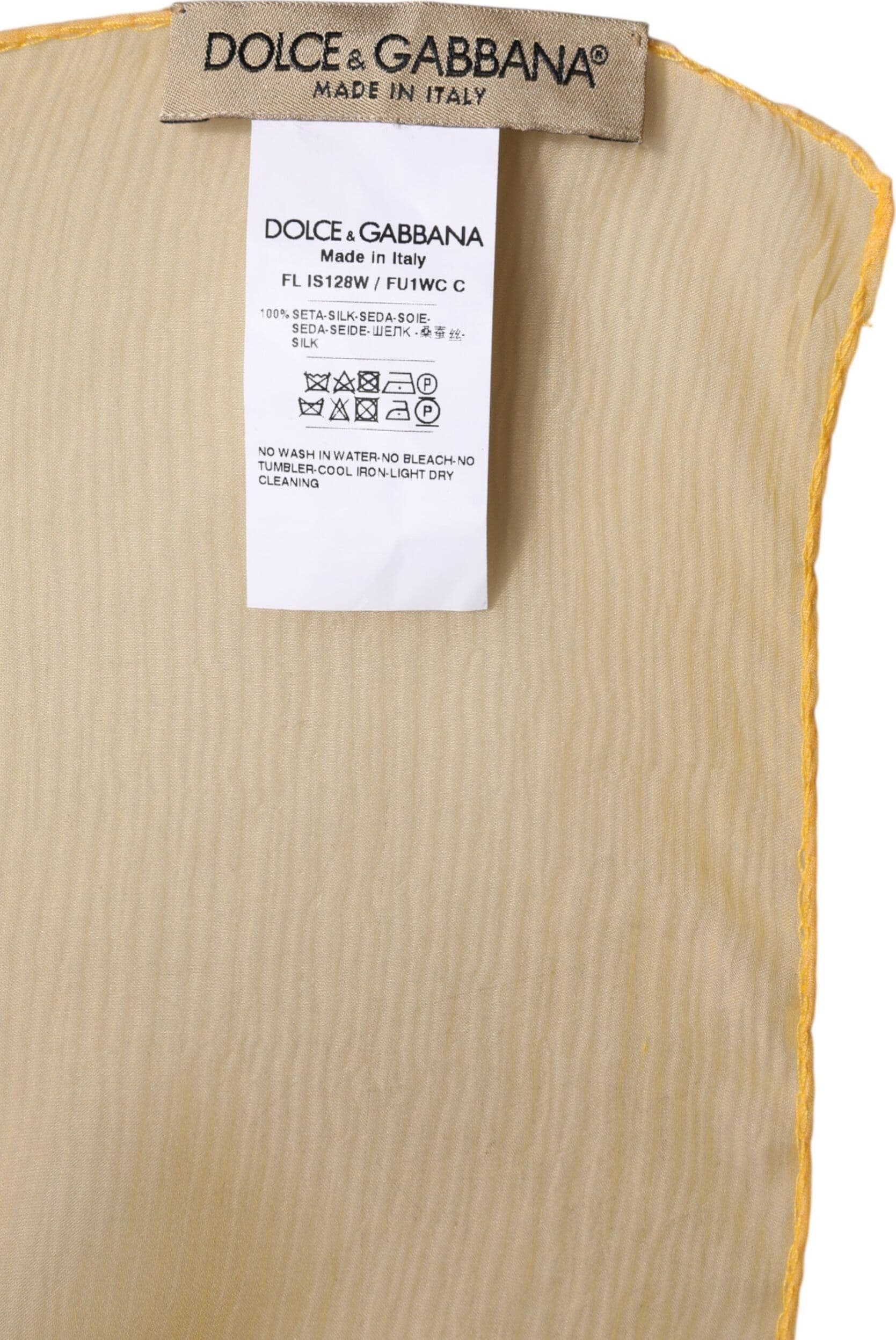 Dolce & Gabbana Yellow Silk Rectangle Wrap Shawl Scarf - 5