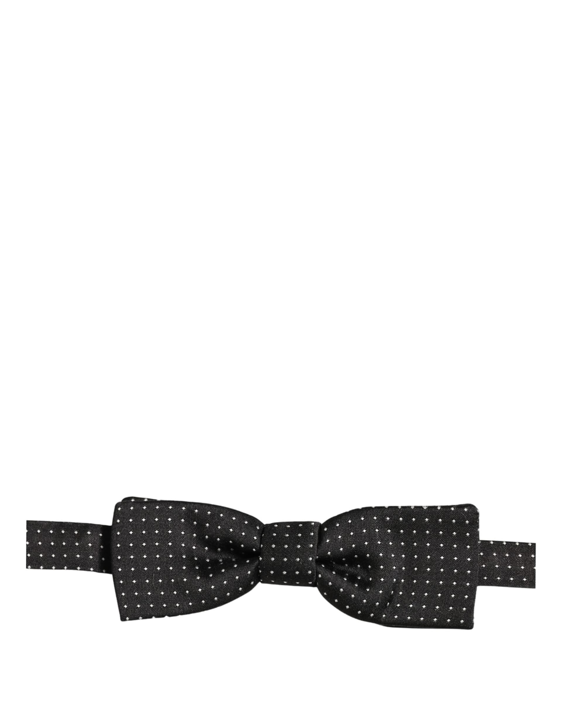 Dolce & Gabbana Black White Polka Dot Adjustable Neck Papillon Bow Tie - 4