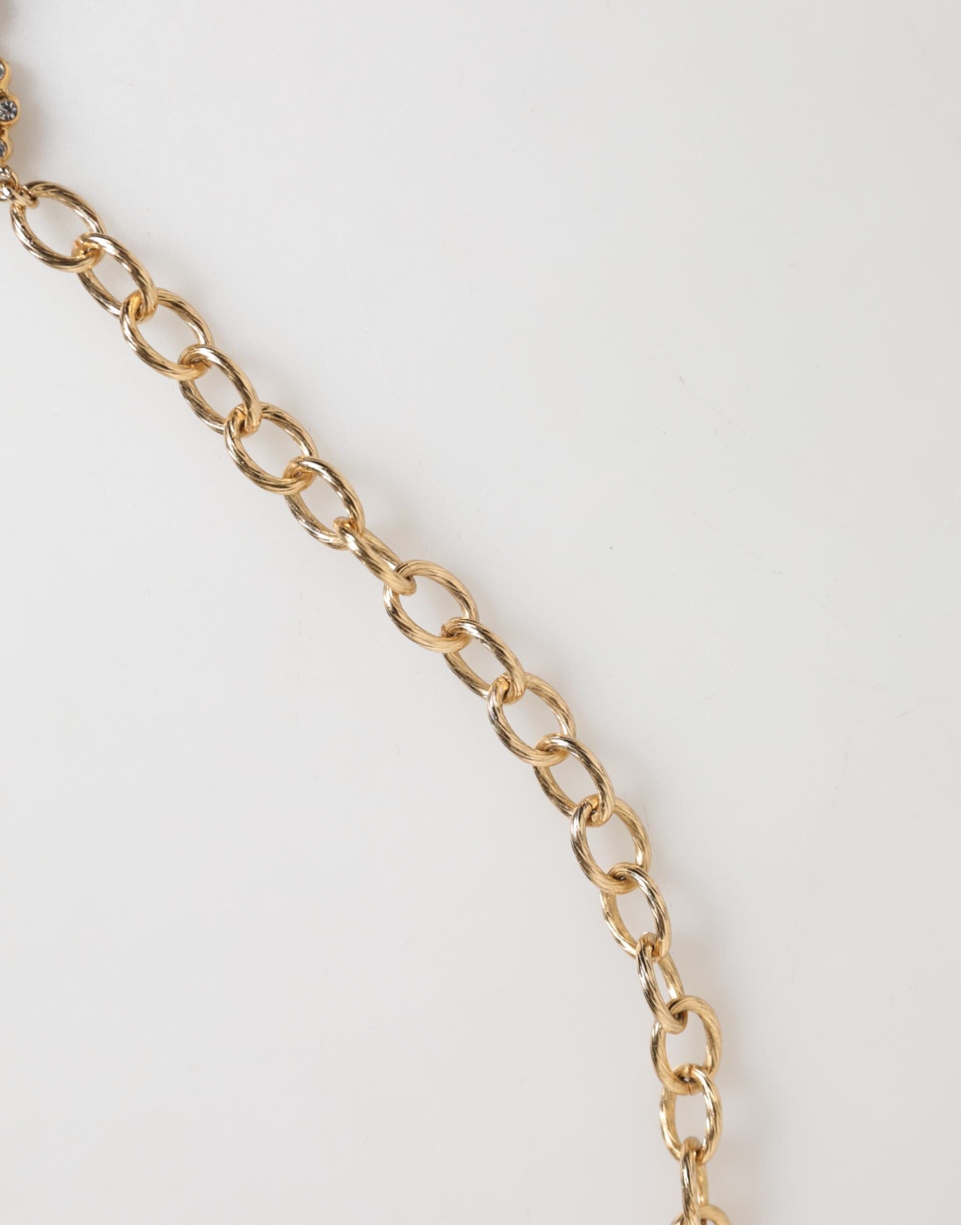 Dolce & Gabbana Gold Crystal Clock Pendant Statement Jewelry Necklace - 5