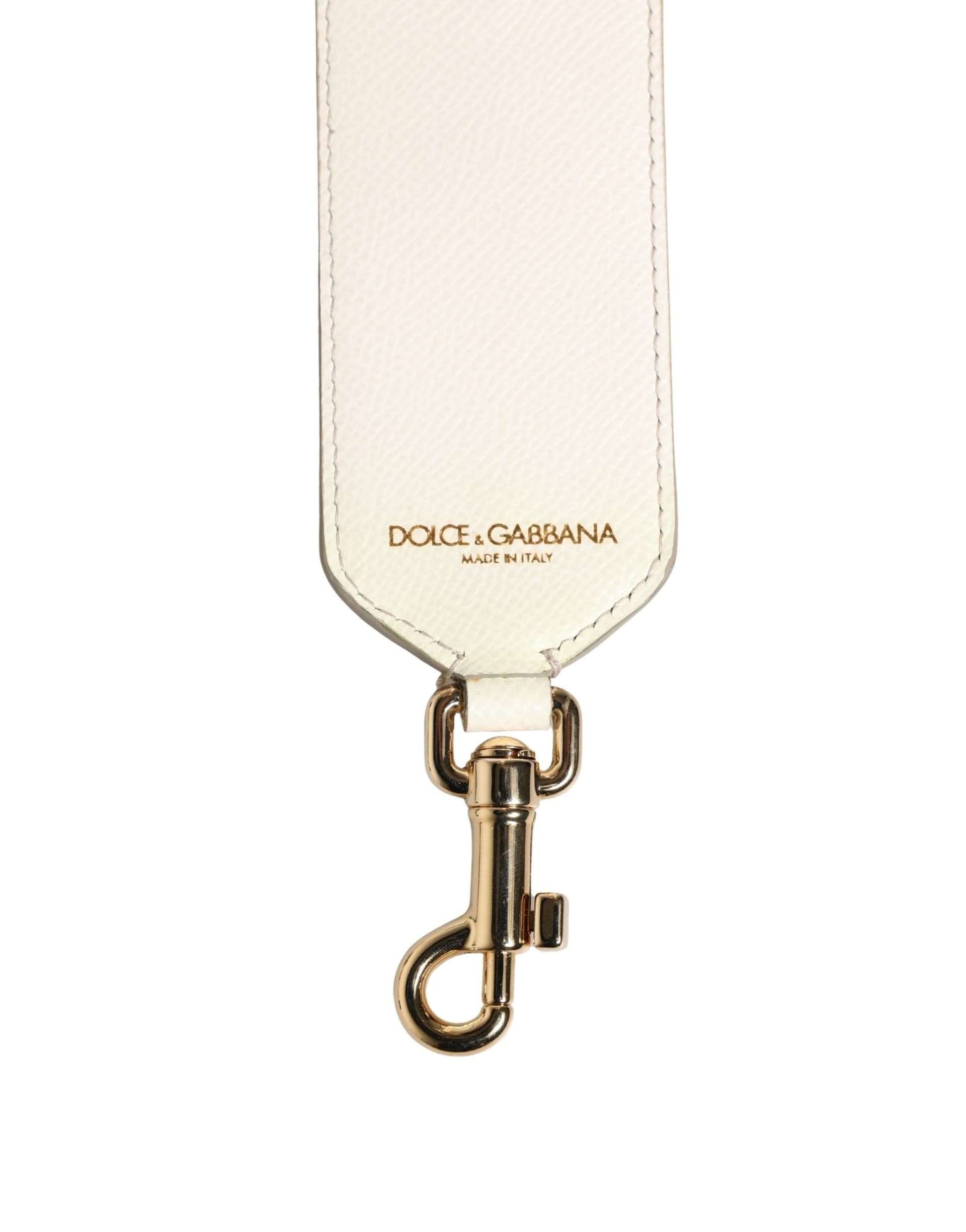 Dolce & Gabbana White Blue Floral Leather Stud Accessory Shoulder Strap - 6