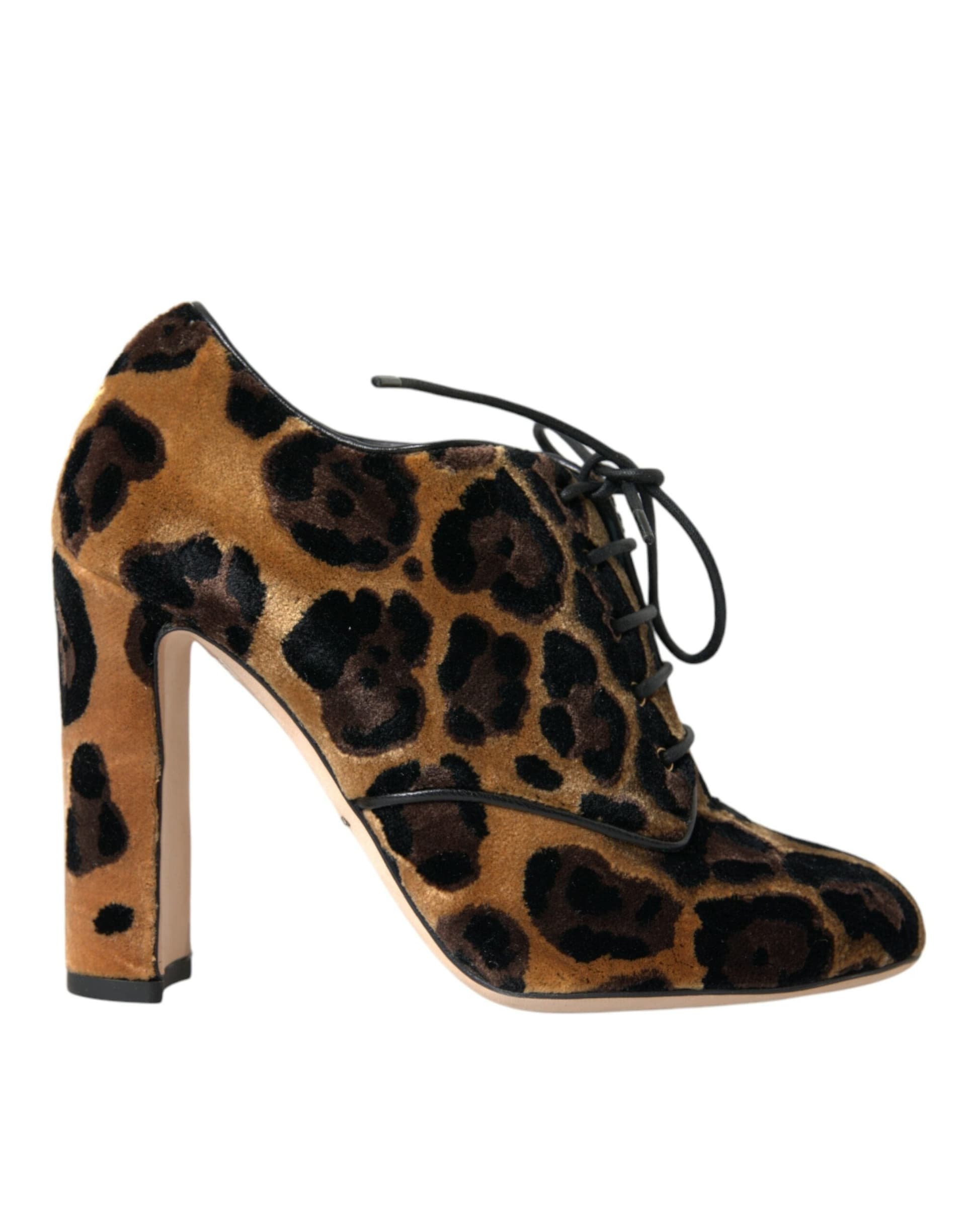 Dolce & Gabbana Brown Leopard Hair Lace Up Booties Shoes - 5