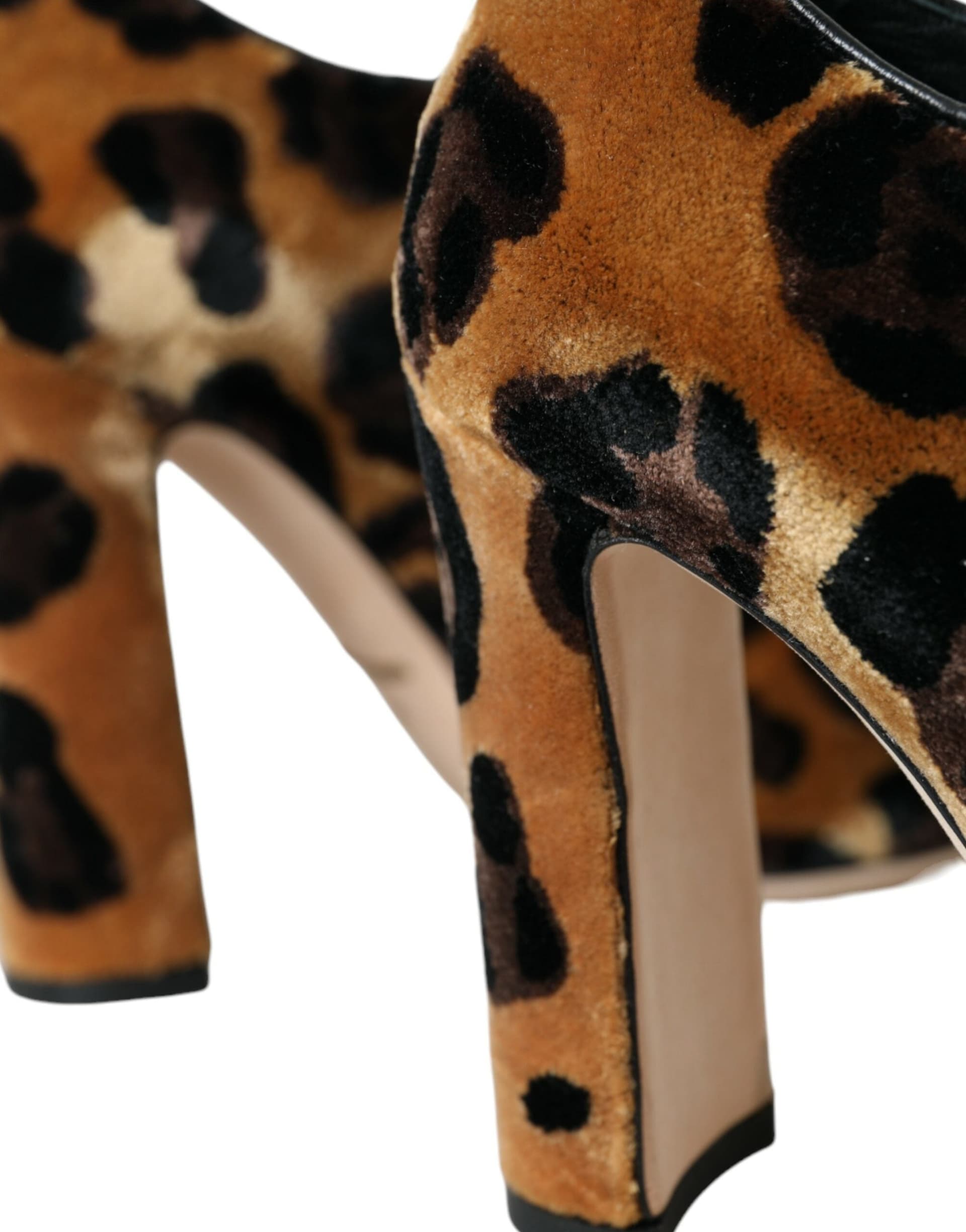 Dolce & Gabbana Brown Leopard Hair Lace Up Booties Shoes - 7