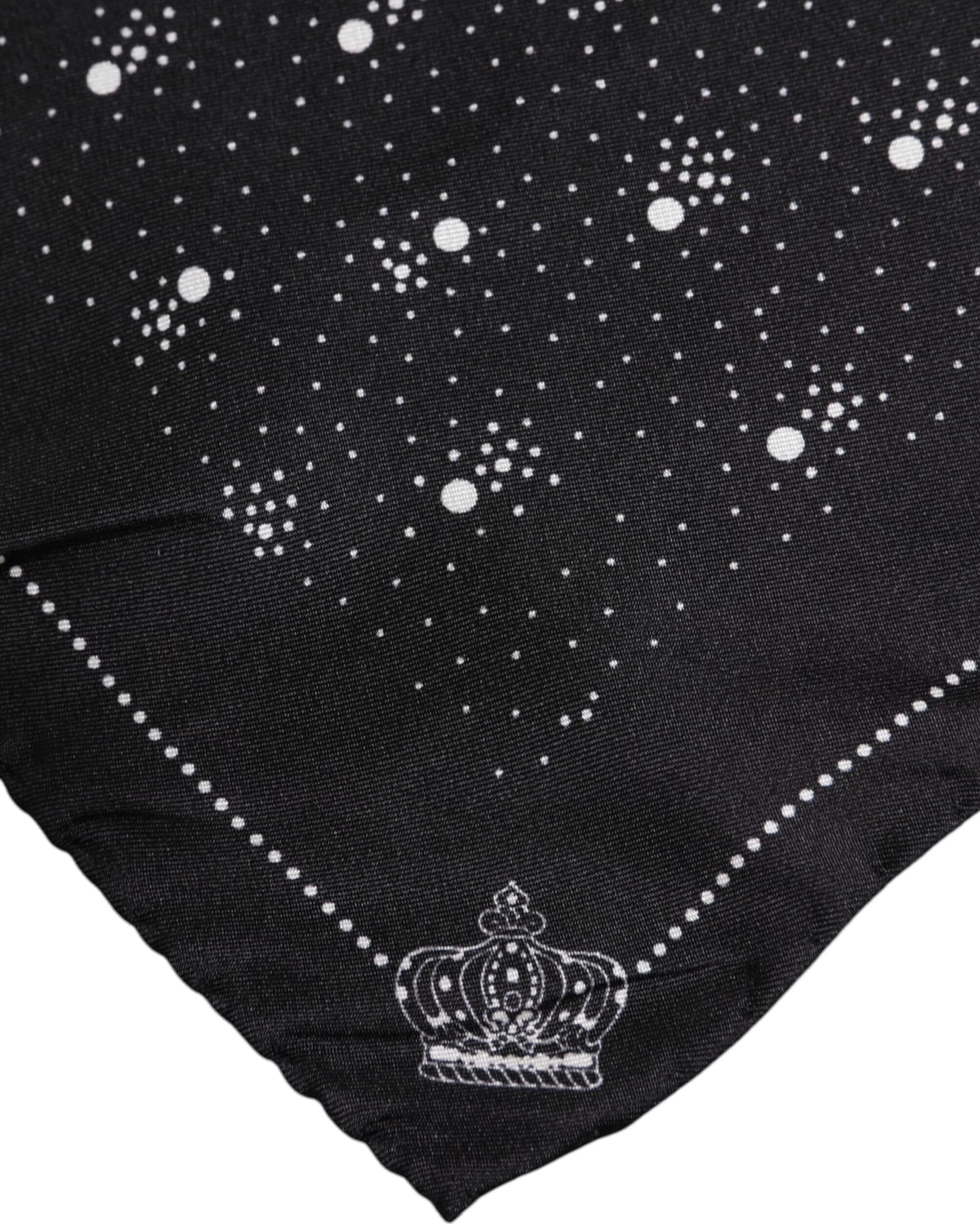 Dolce & Gabbana Black White Printed Square Men Foulard Scarf - 3