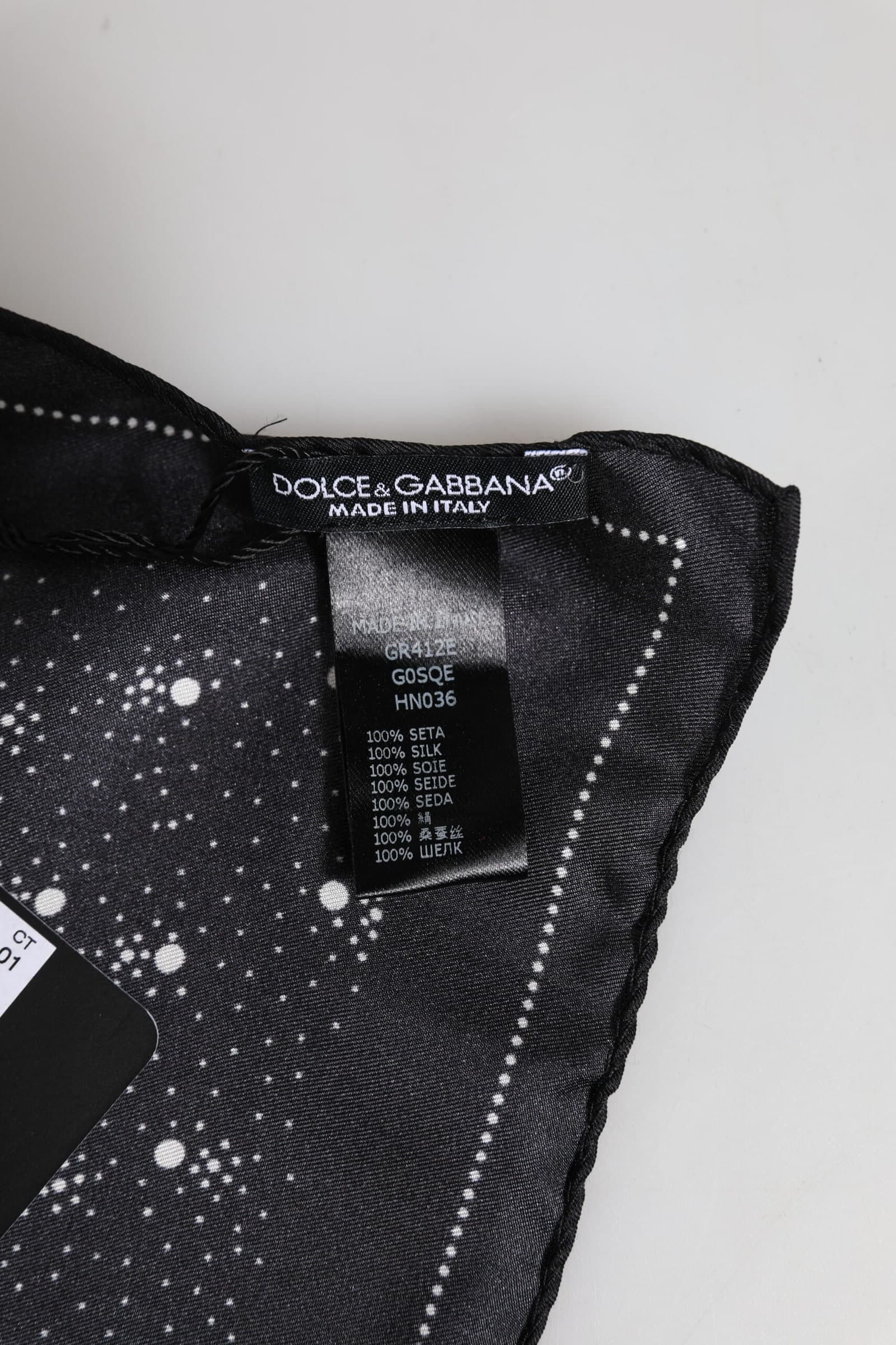 Dolce & Gabbana Black White Printed Square Men Foulard Scarf - 5