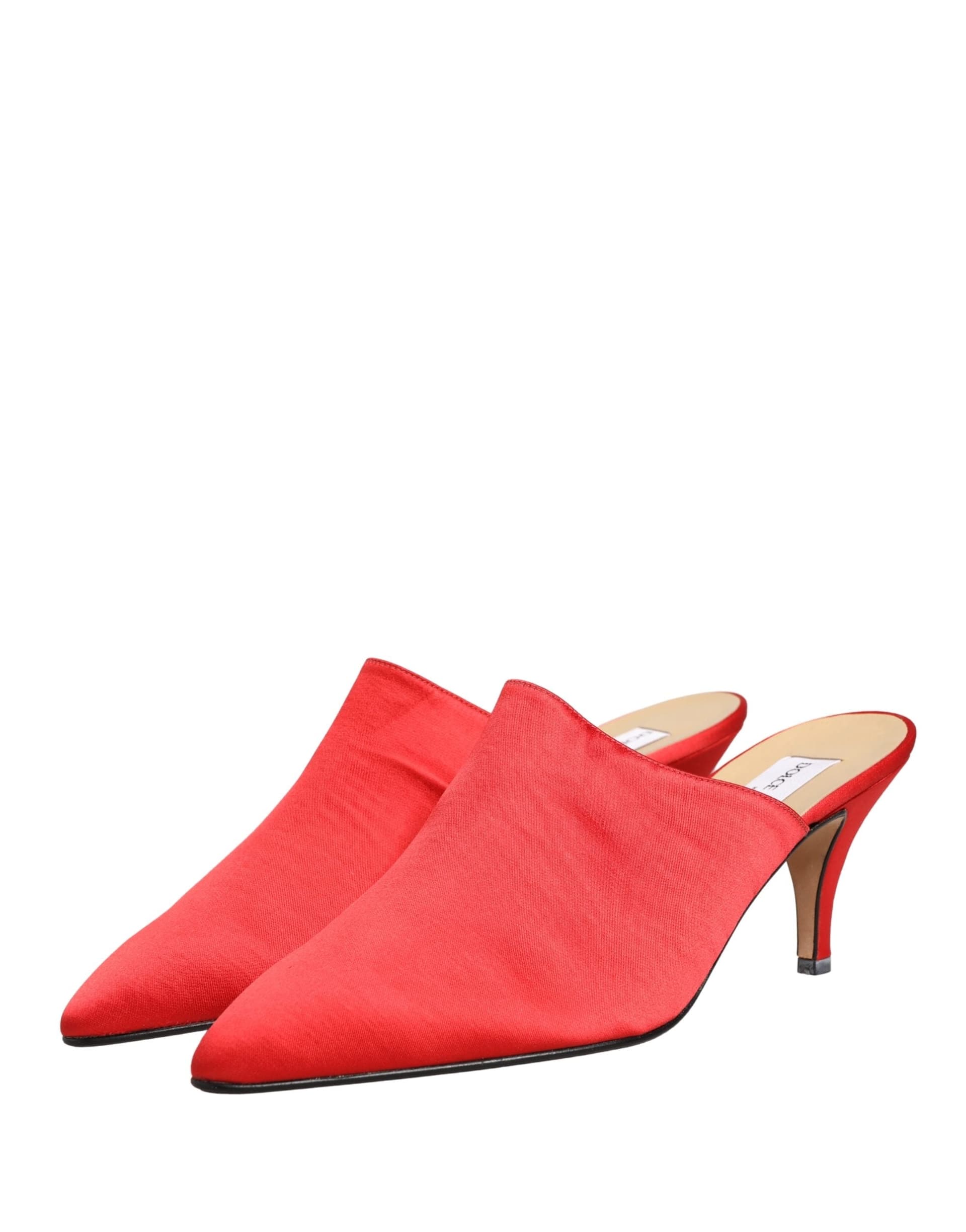 Dolce & Gabbana Red Suede Heel Mule Shoes - 3