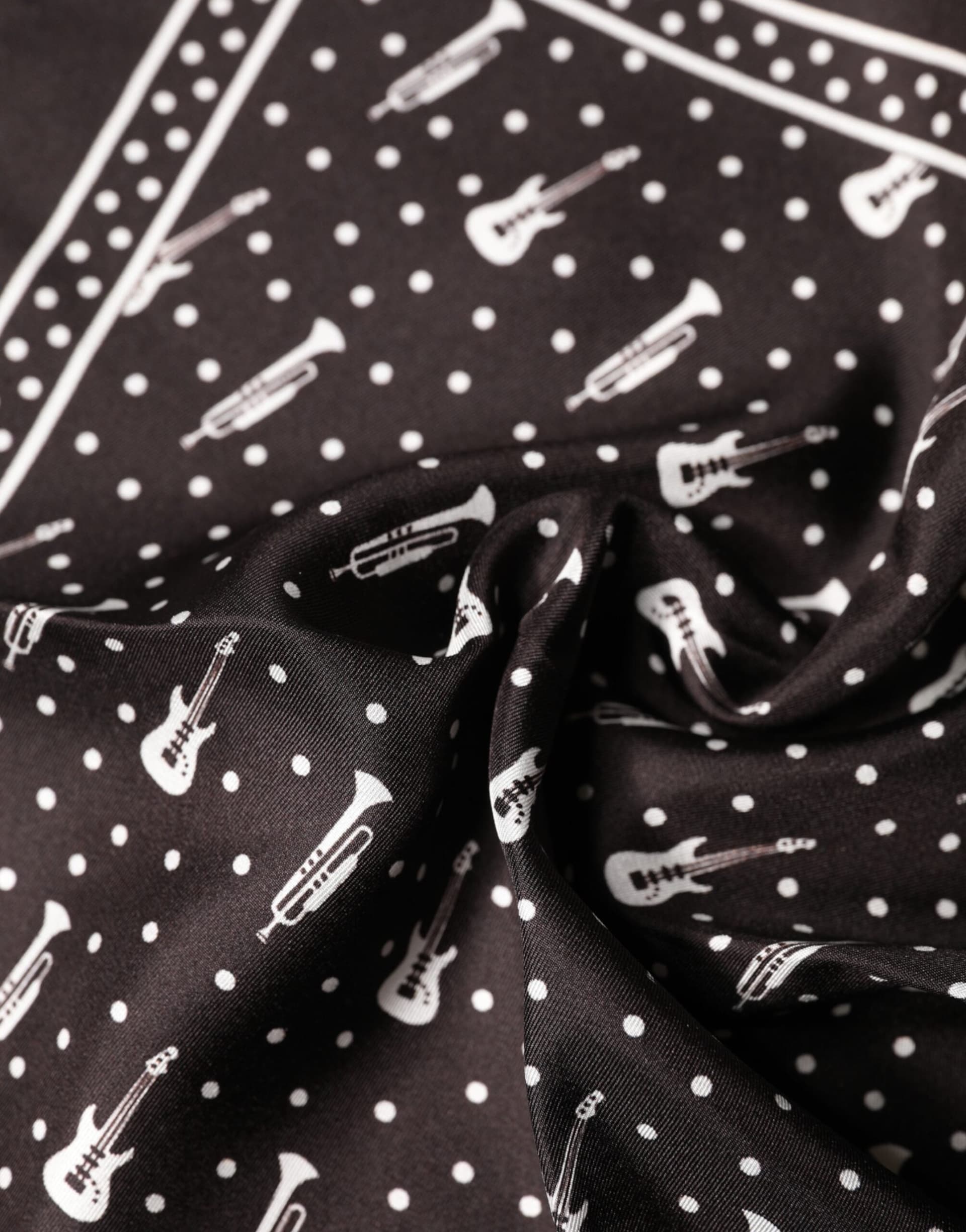 Dolce & Gabbana Black Guitar Trumpet Men Handkerchief Scarf - 4