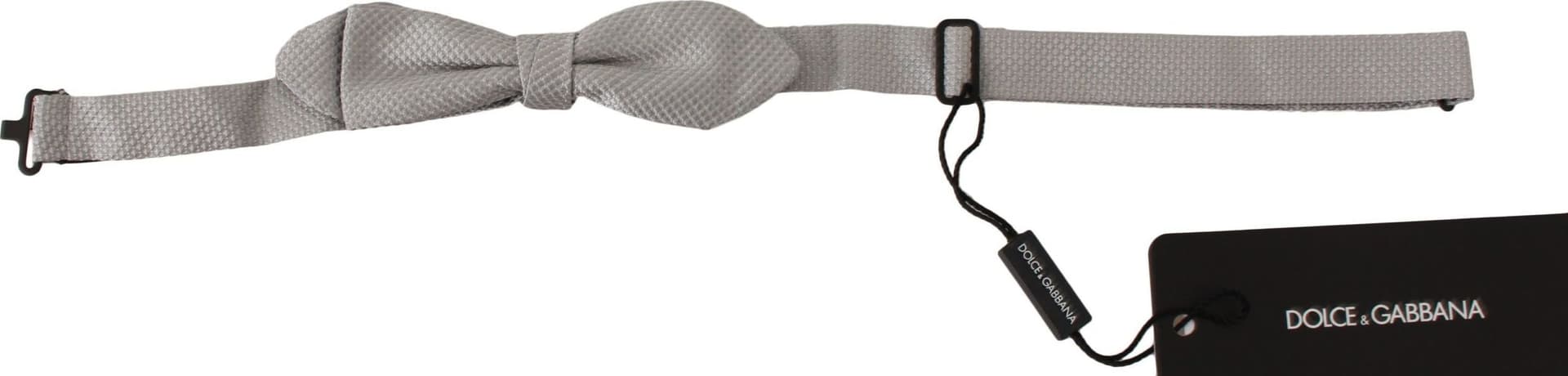 Dolce & Gabbana Gray 100% Silk Faille Adjustable Neck Bow Tie Papillon - 2