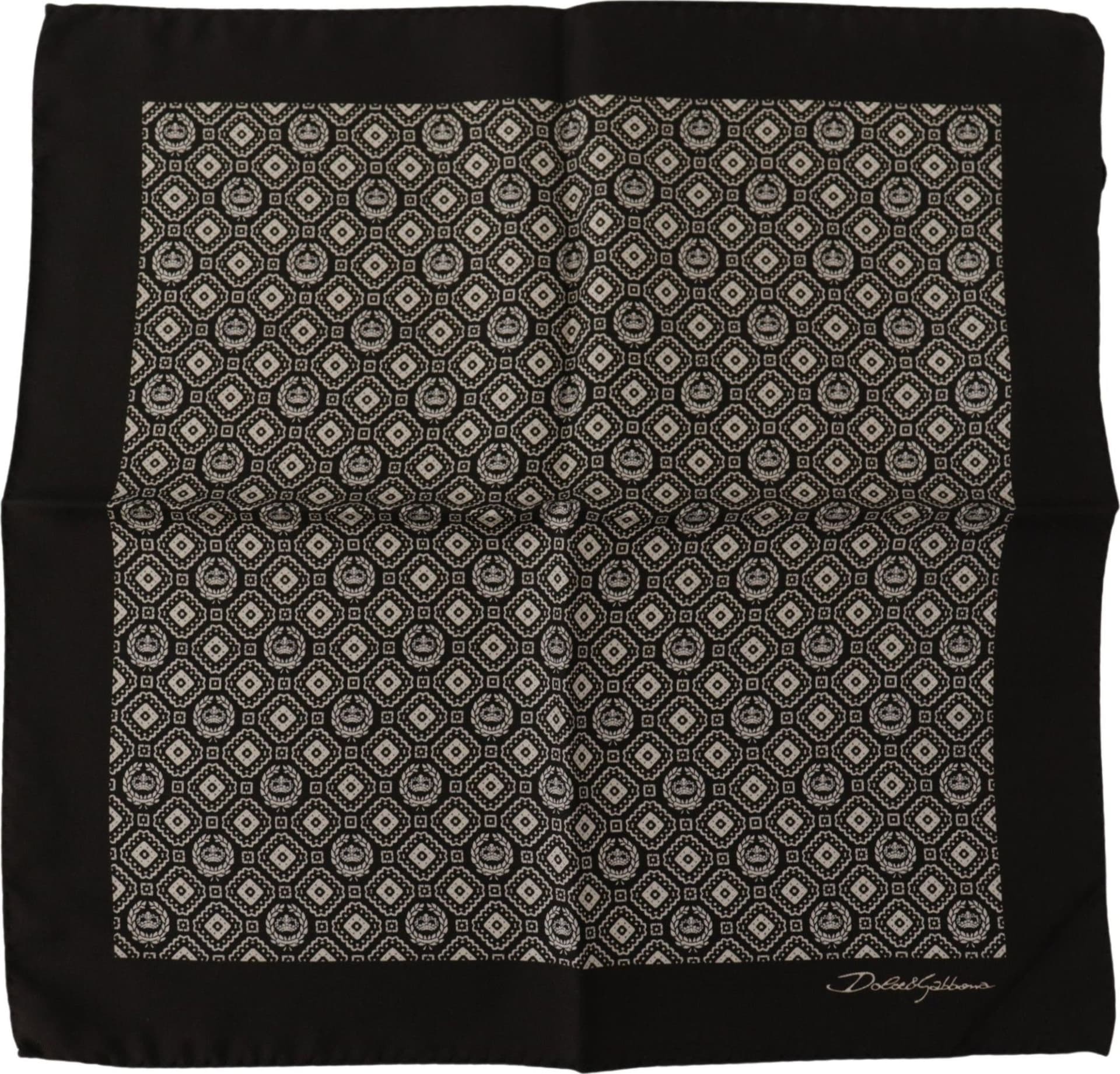 Dolce & Gabbana Black Patterned DG Logo Square Handkerchief Scarf