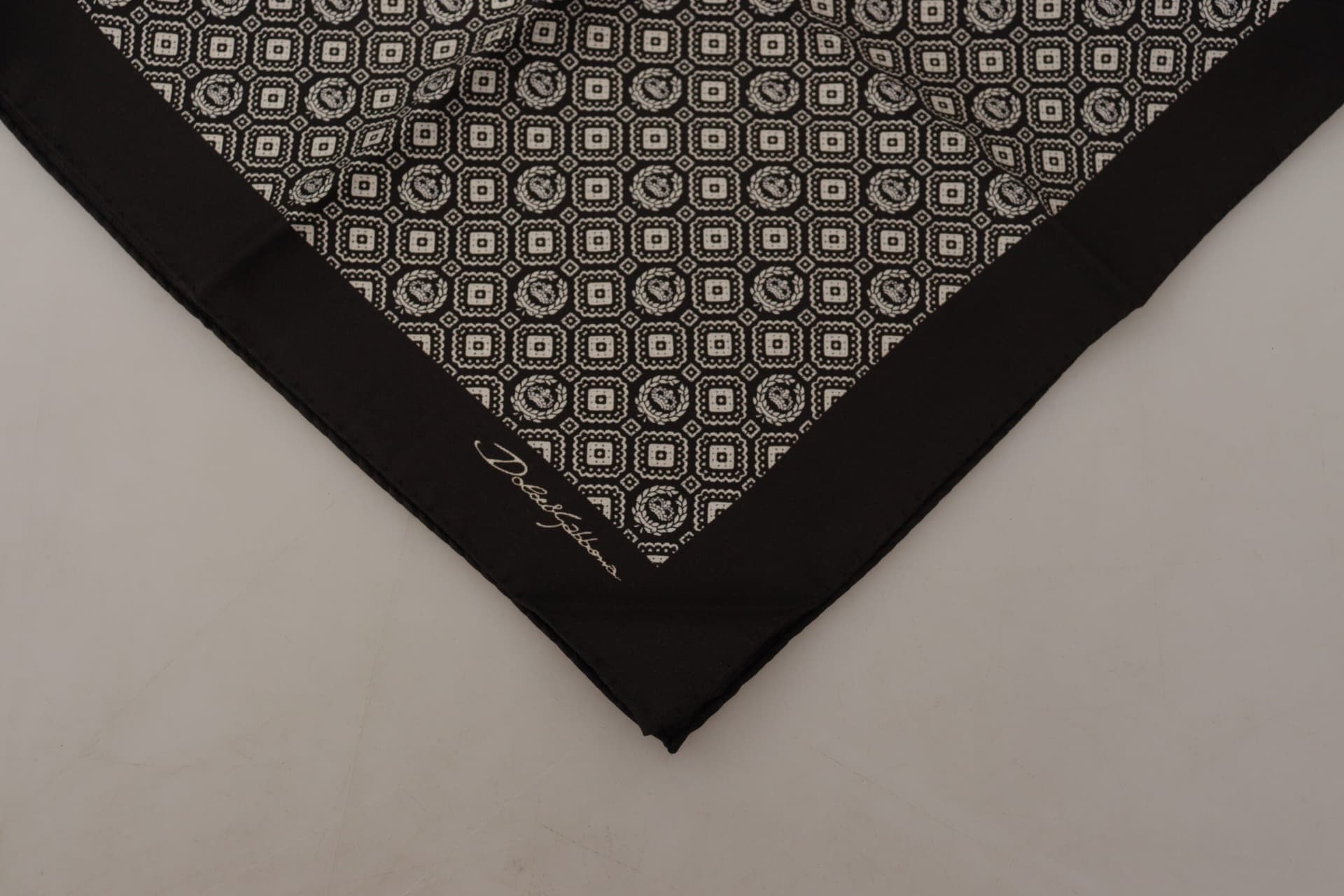 Dolce & Gabbana Black Patterned DG Logo Square Handkerchief Scarf - 3