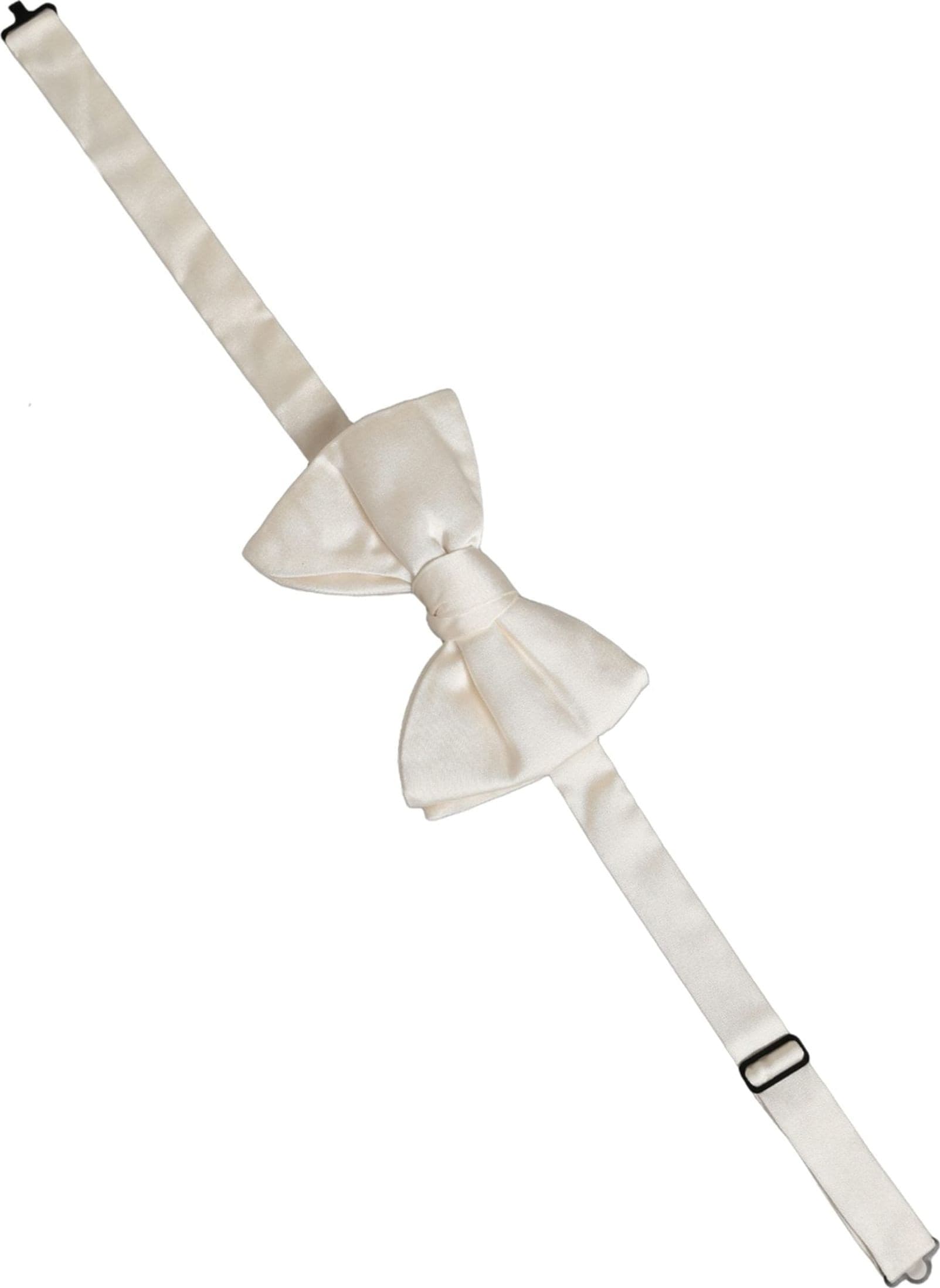Dolce & Gabbana Men White 100% Silk Adjustable Neck Papillon Bow Tie - 3