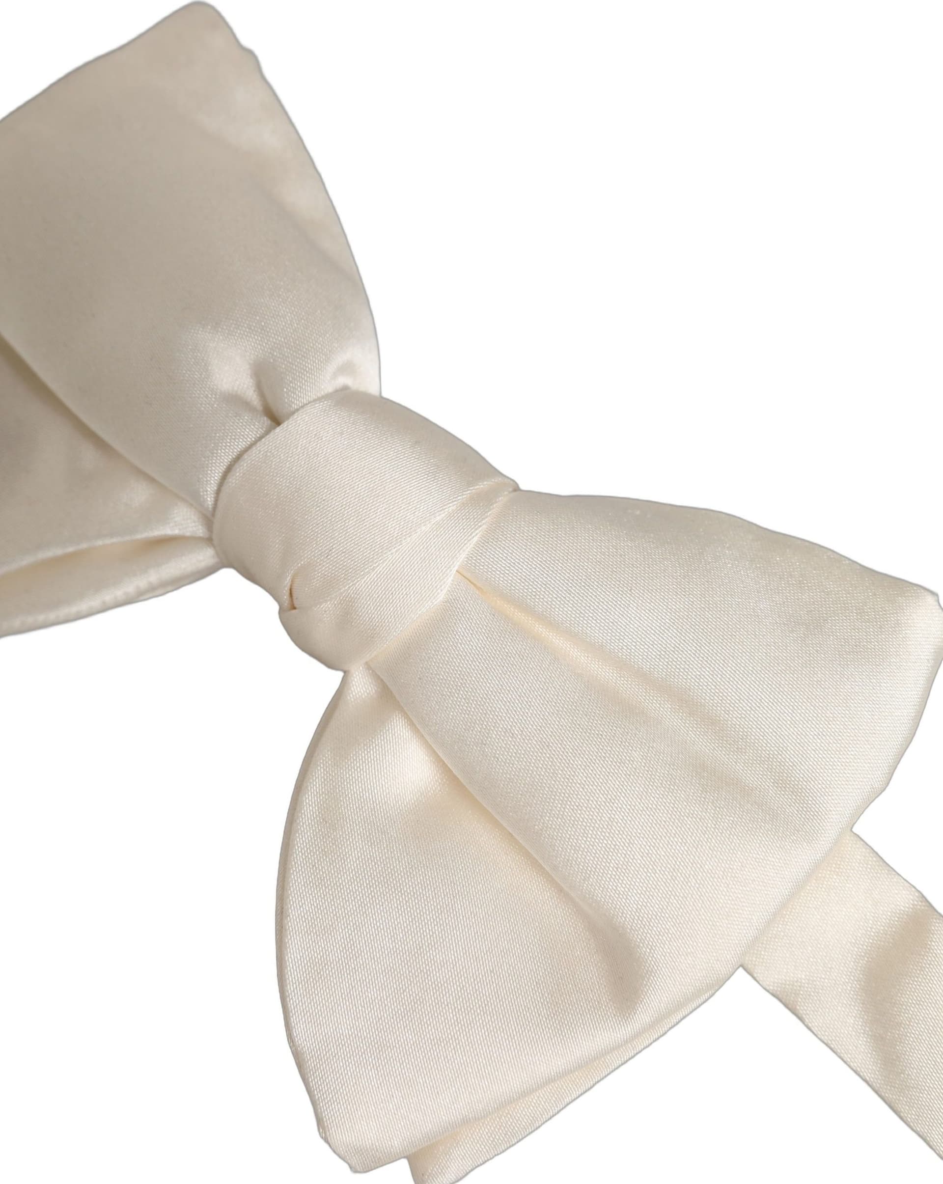 Dolce & Gabbana Men White 100% Silk Adjustable Neck Papillon Bow Tie - 4