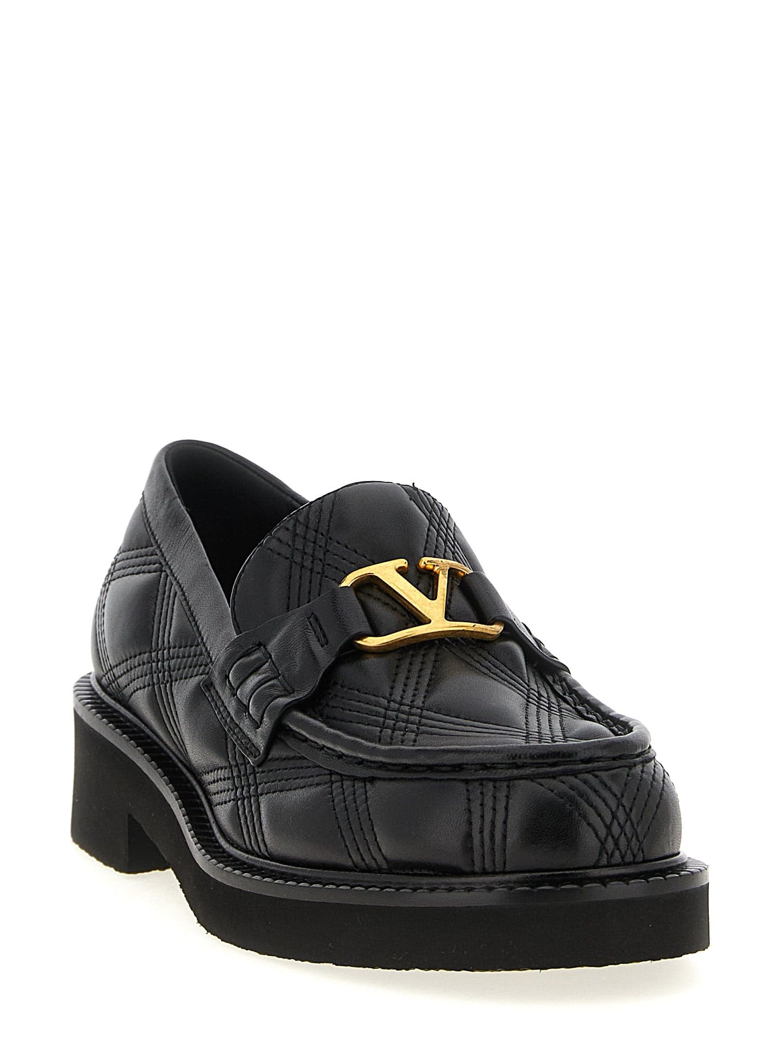 Valentino Garavani Black Lamb Leather Slip-On Loafers - 2