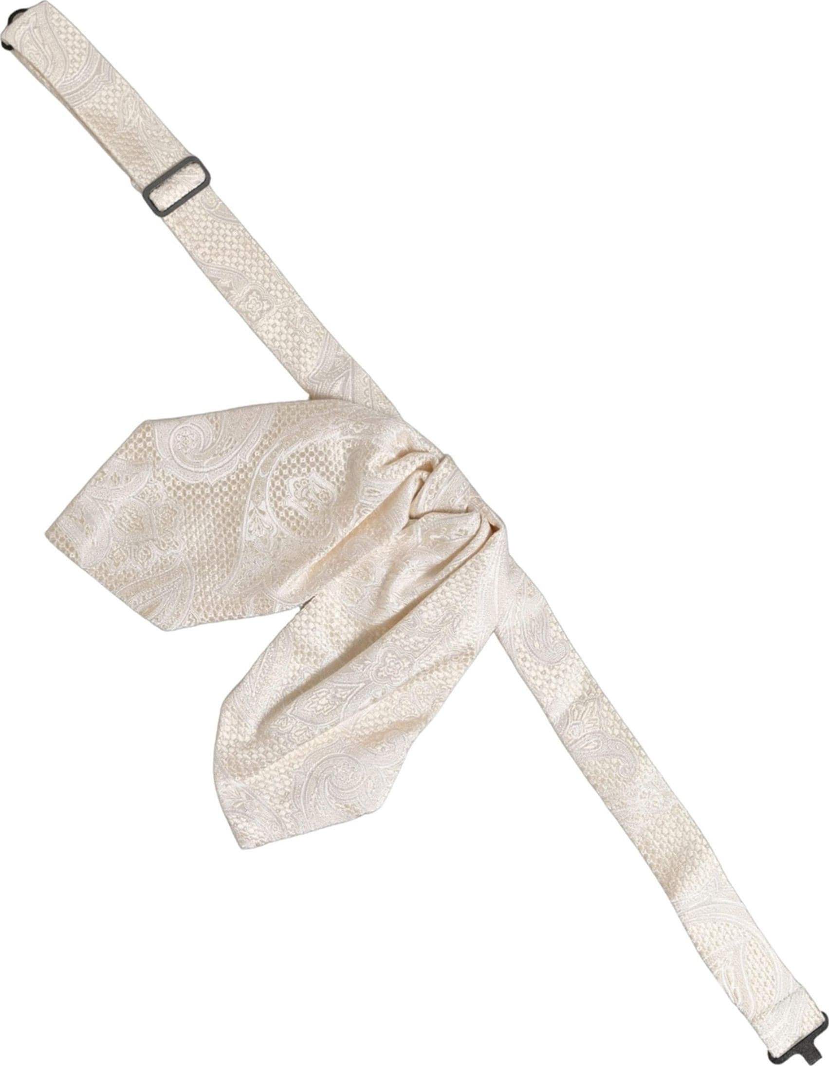 Dolce & Gabbana Men Ivory Paisley SIlk Adjustable Neck Papillon Bow Tie - 3