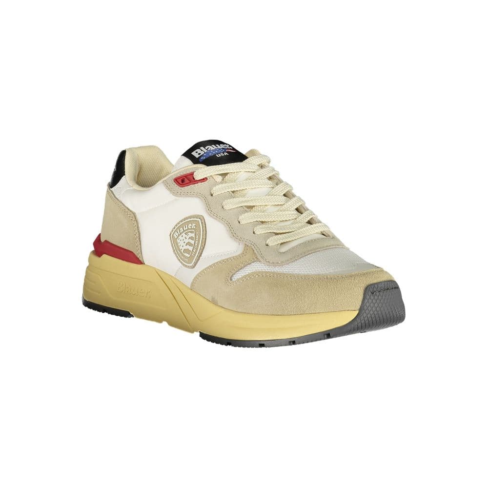 Blauer Beige Polyurethane Men Sneaker - 2