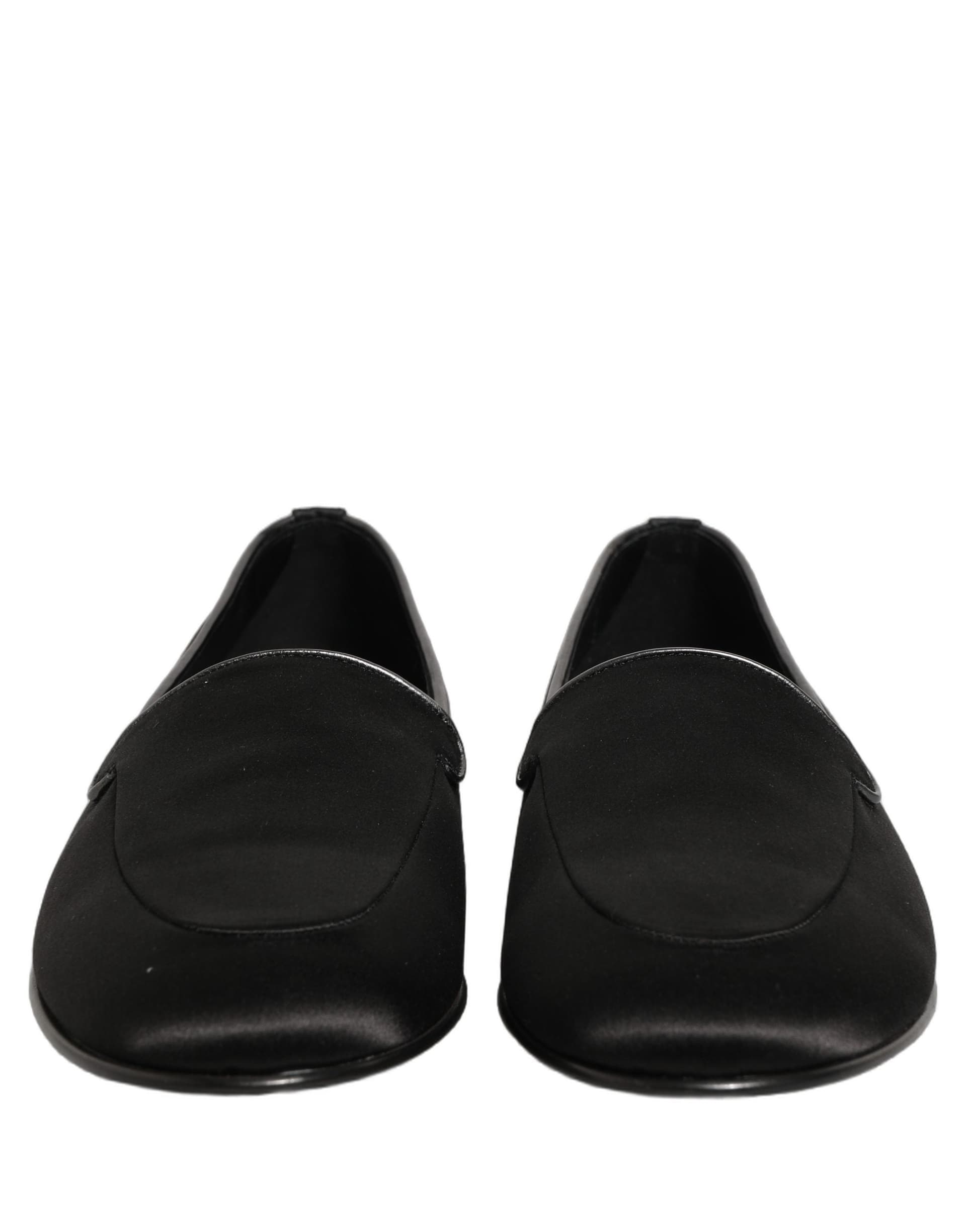 Dolce & Gabbana Black Satin Logo Slip On Flats Loafers Shoes - 2