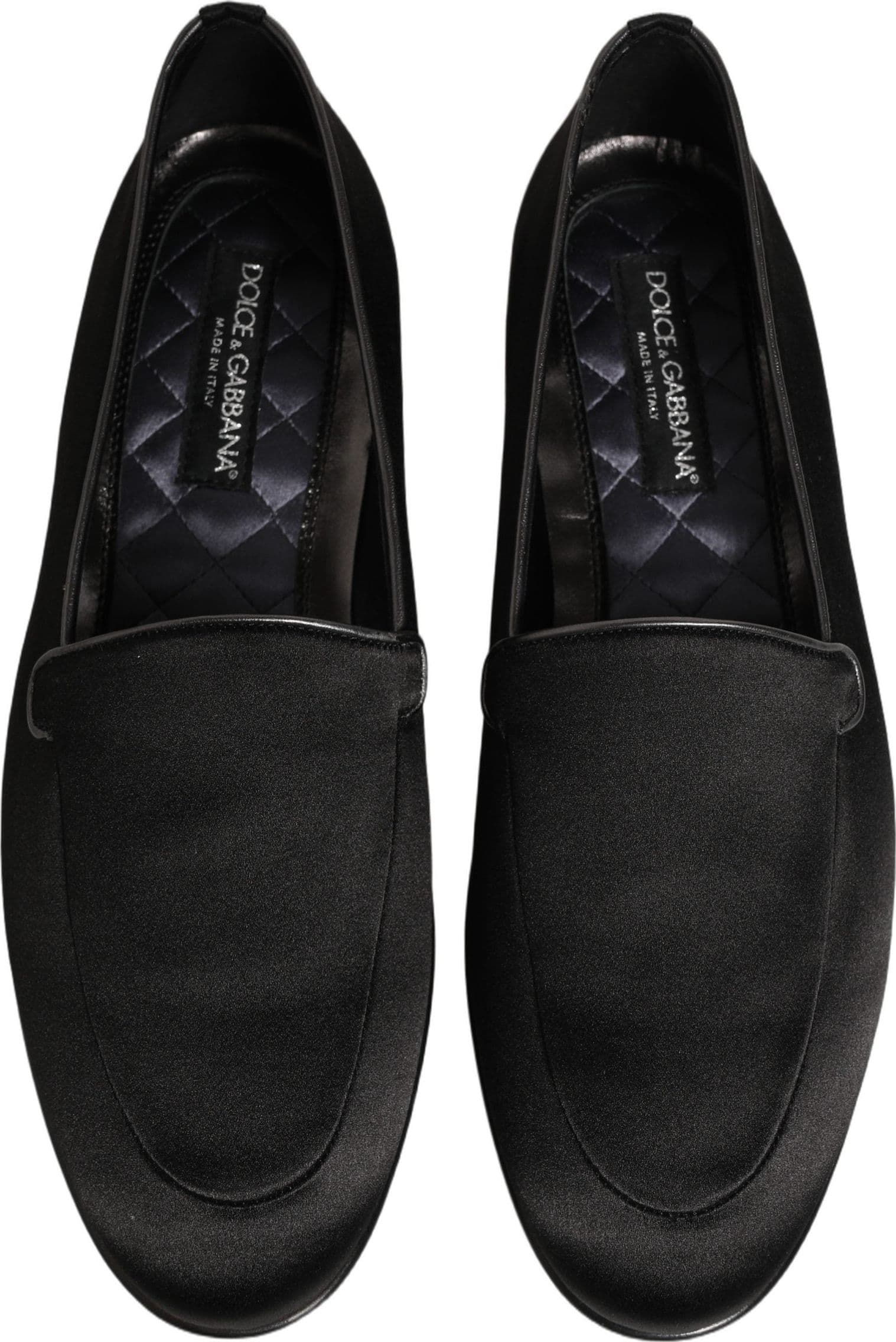 Dolce & Gabbana Black Satin Logo Slip On Flats Loafers Shoes - 3