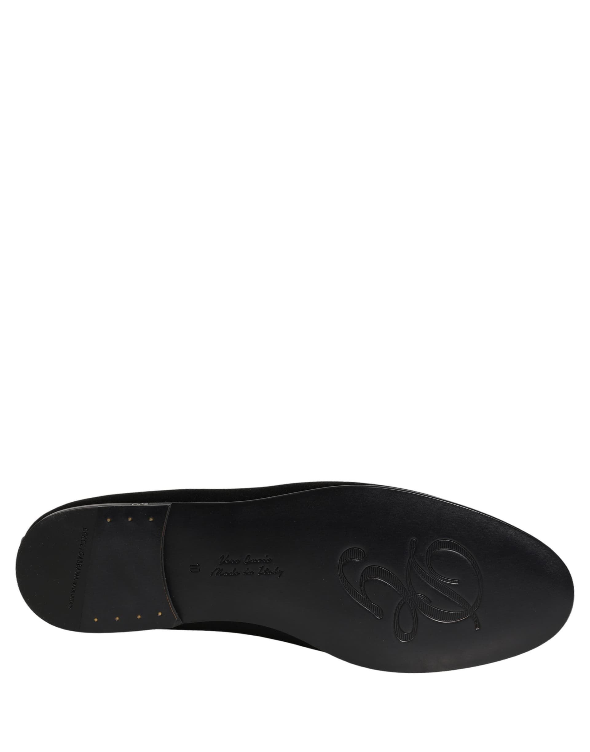 Dolce & Gabbana Black Satin Logo Slip On Flats Loafers Shoes - 7