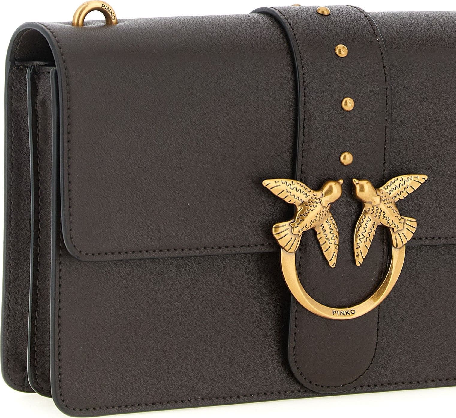 PINKO Brown Calfskin Crossbody Bag - 3